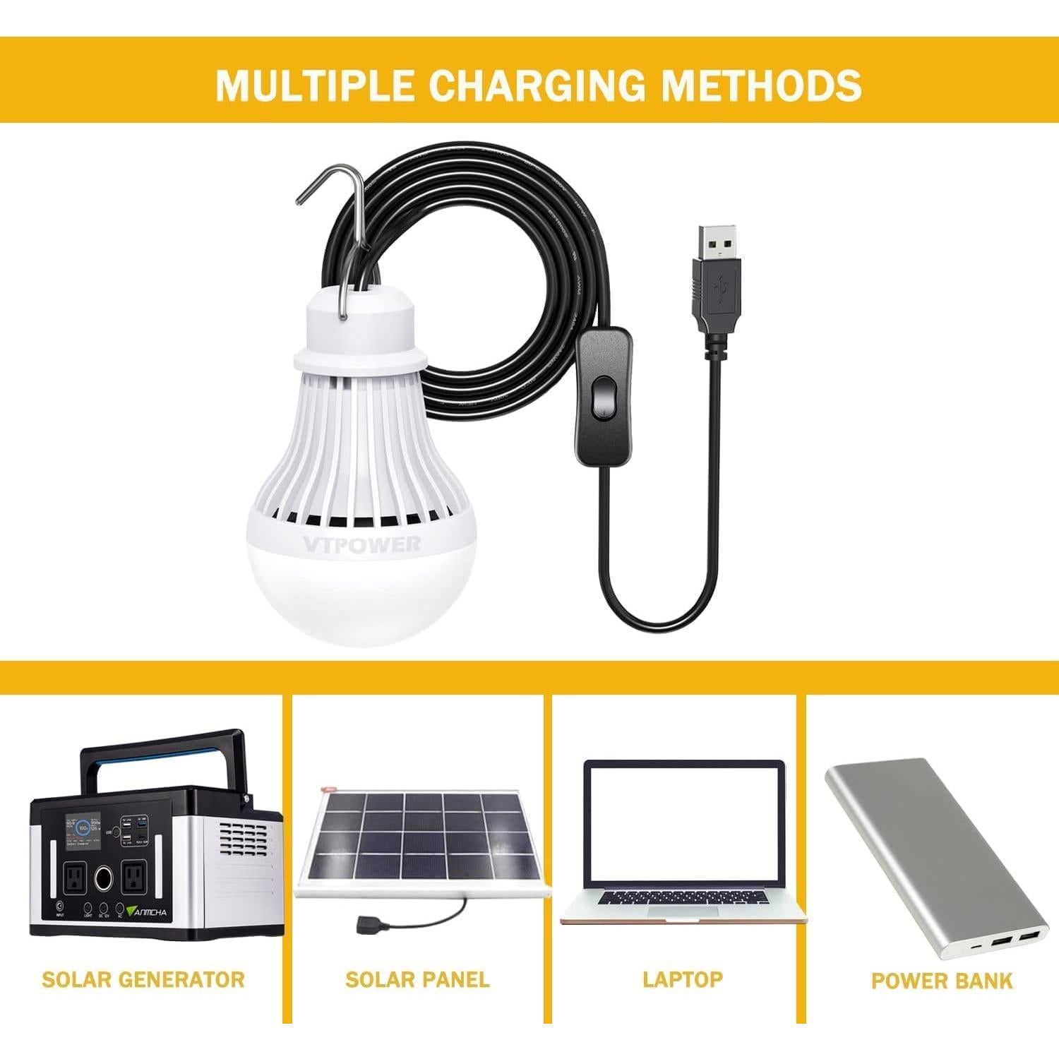 Paquete de 2 Bombillas LED USB VASTPOWER 5W con Cable 2.5m