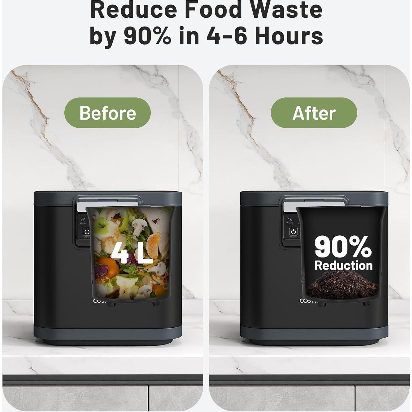 Compostador Eléctrico COSTWAY 4L para Cocina, Auto-Limpieza