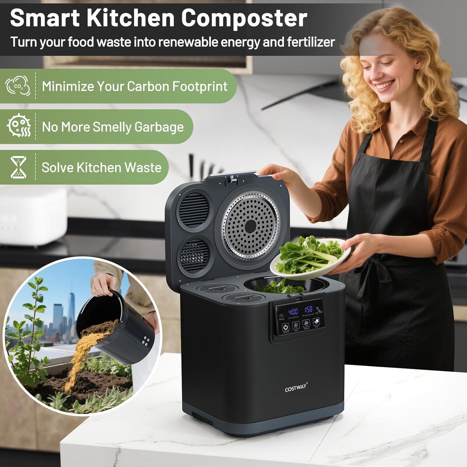 Compostador Eléctrico COSTWAY 4L para Cocina, Auto-Limpieza