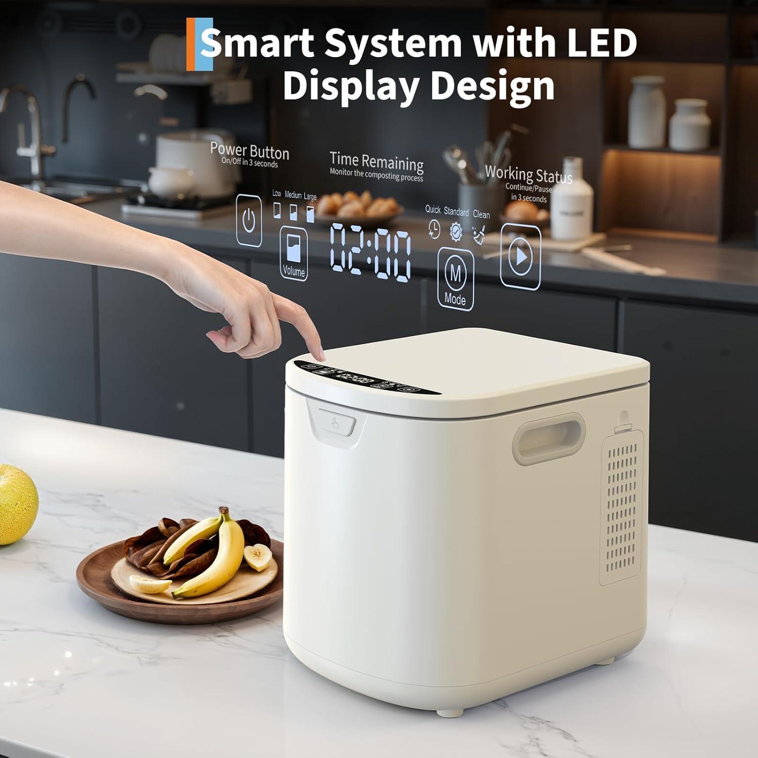 Compostador Eléctrico GarveeHome 3.5L Sin Olores y Auto-Limpieza