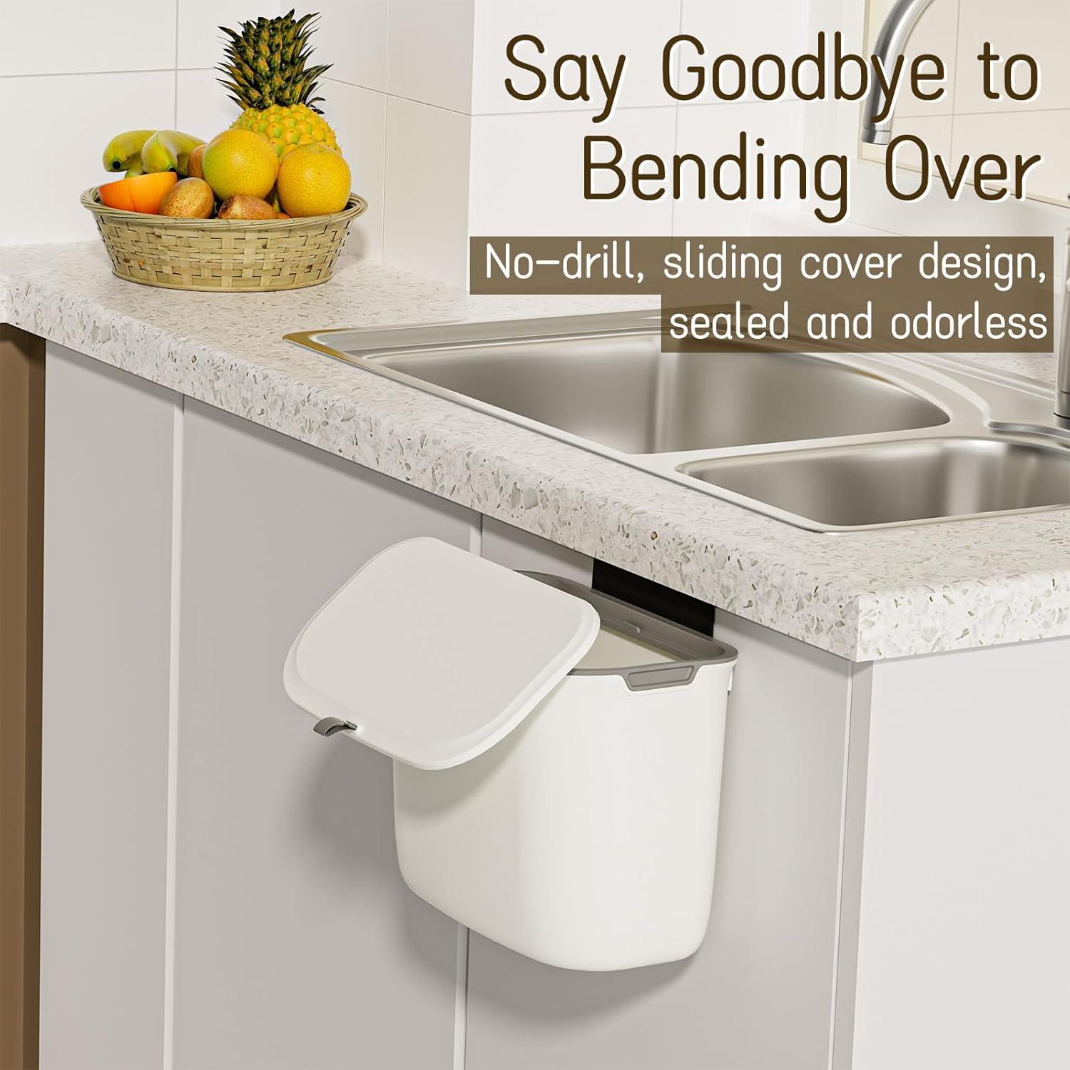 Cubo de Compostaje de Cocina LYNLOO 7.2L con Tapa y Gancho