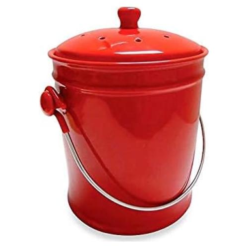 Cubo de Compostaje Cerámica Natural Home 3.78L Rojo