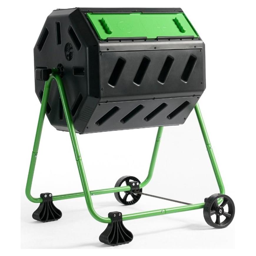 Compostador Móvil Doble Cámara HOTFROG 140L con Ruedas