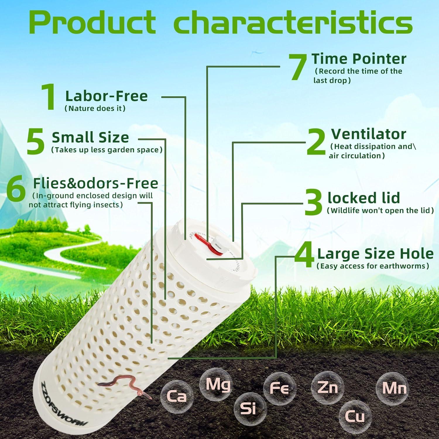 Bin de Compostaje ZZOFSWORM Medio para Exterior con Ventilación