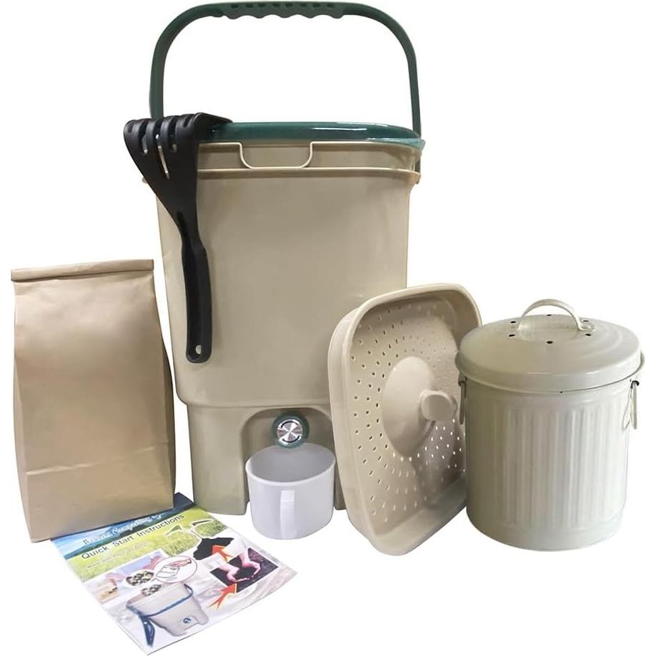 Kit de Compostaje Bokashi VermiTek 5 Galones Rojo