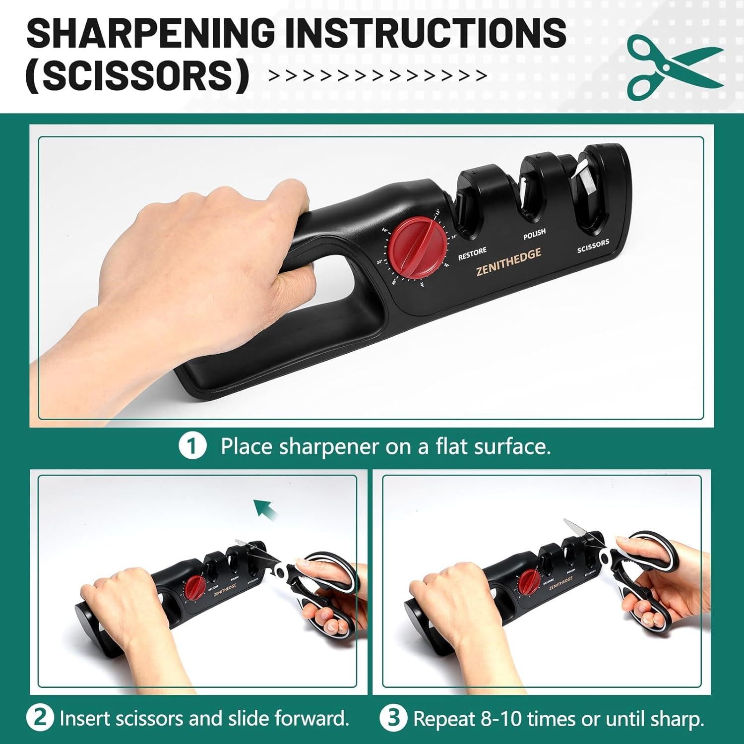 Afilador de Cuchillos ZenithEdge 3 en 1 Ajustable 14°-24°