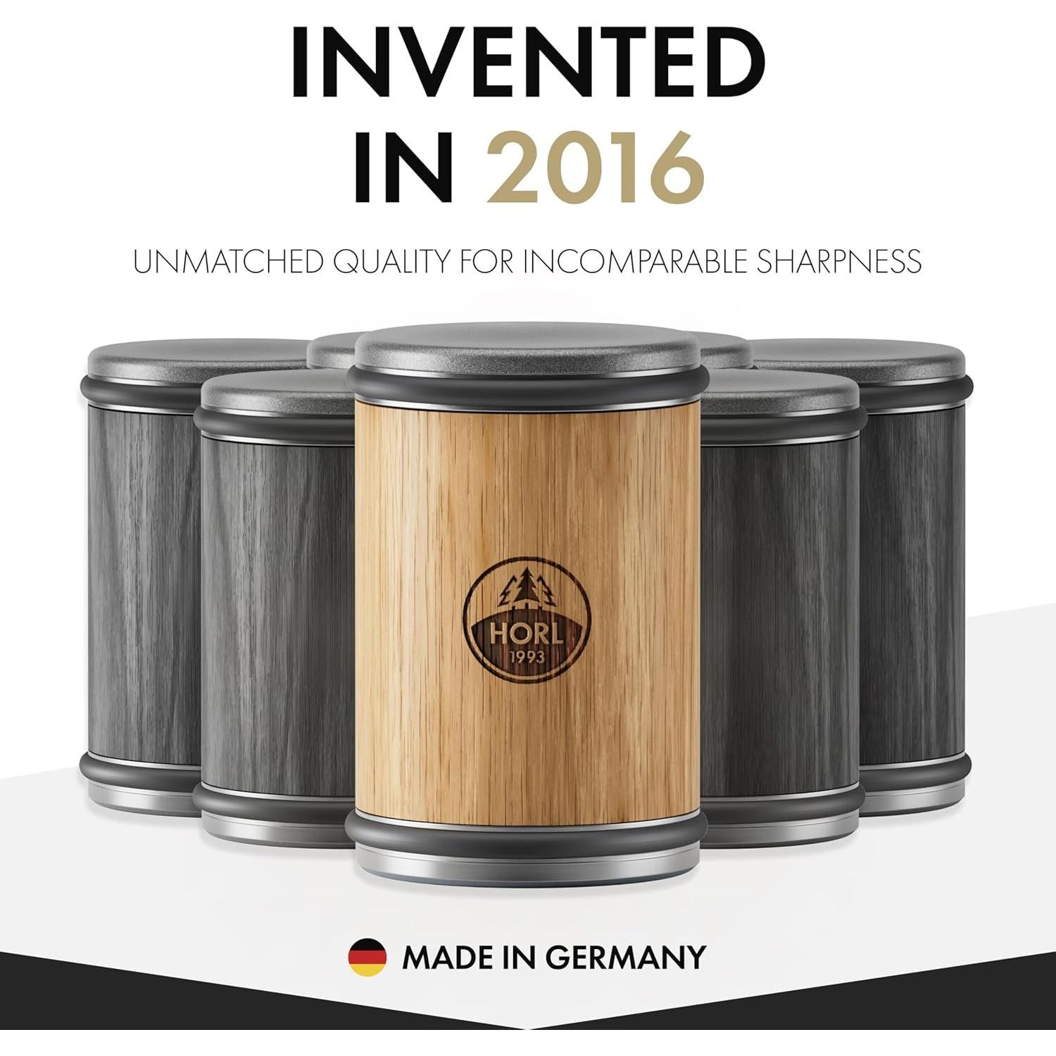 Afilador de Cuchillos HORL 2 de Madera de Roble con Discos Premium