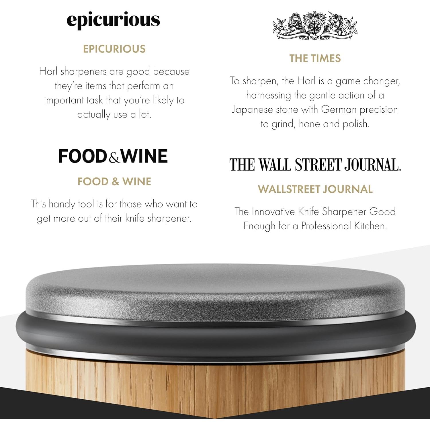 Afilador de Cuchillos HORL 2 de Madera de Roble con Discos Premium