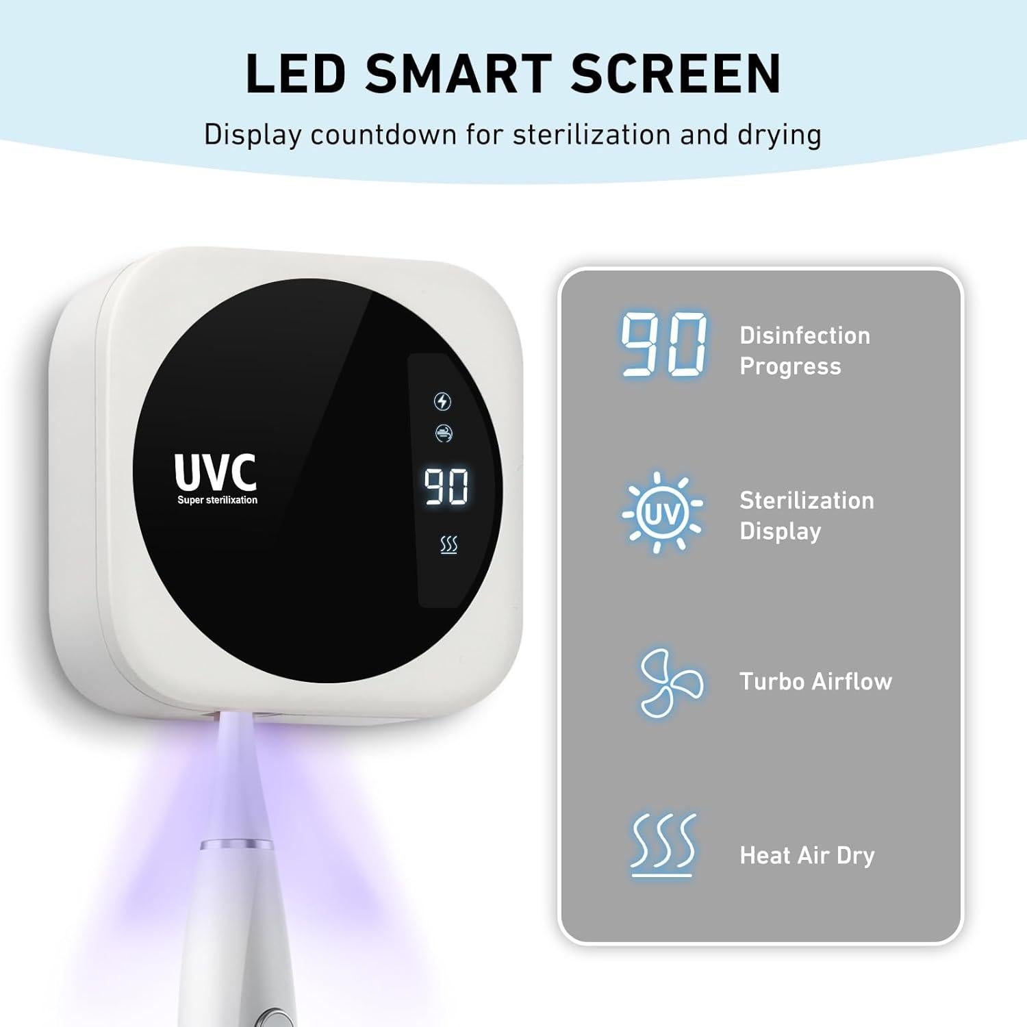 Estuche de limpieza UV para cepillos de dientes Glowivize - Blanco