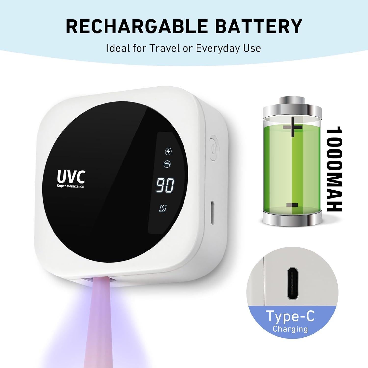 Estuche de limpieza UV para cepillos de dientes Glowivize - Blanco