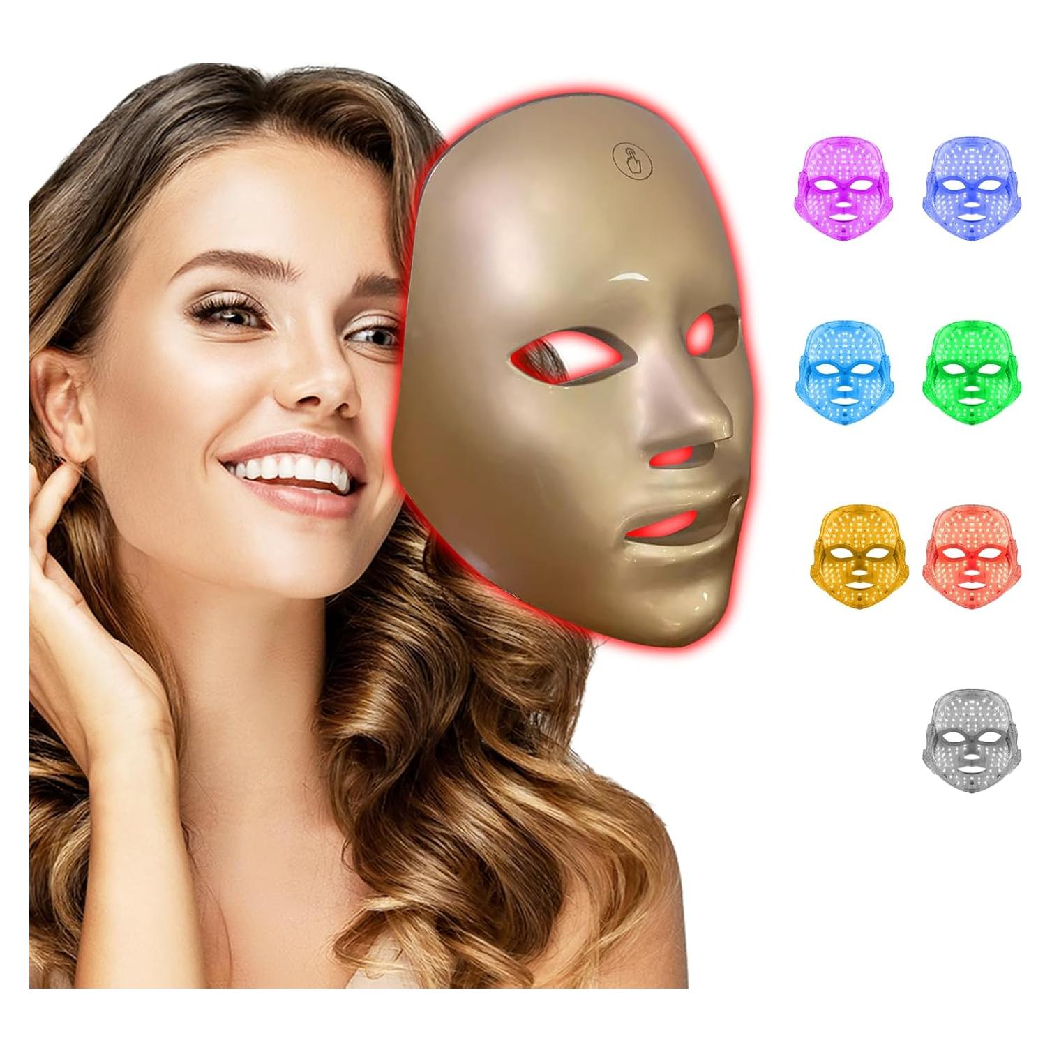 Máscara Facial LED BeaRay Oro 7 Colores Portátil Inalámbrica