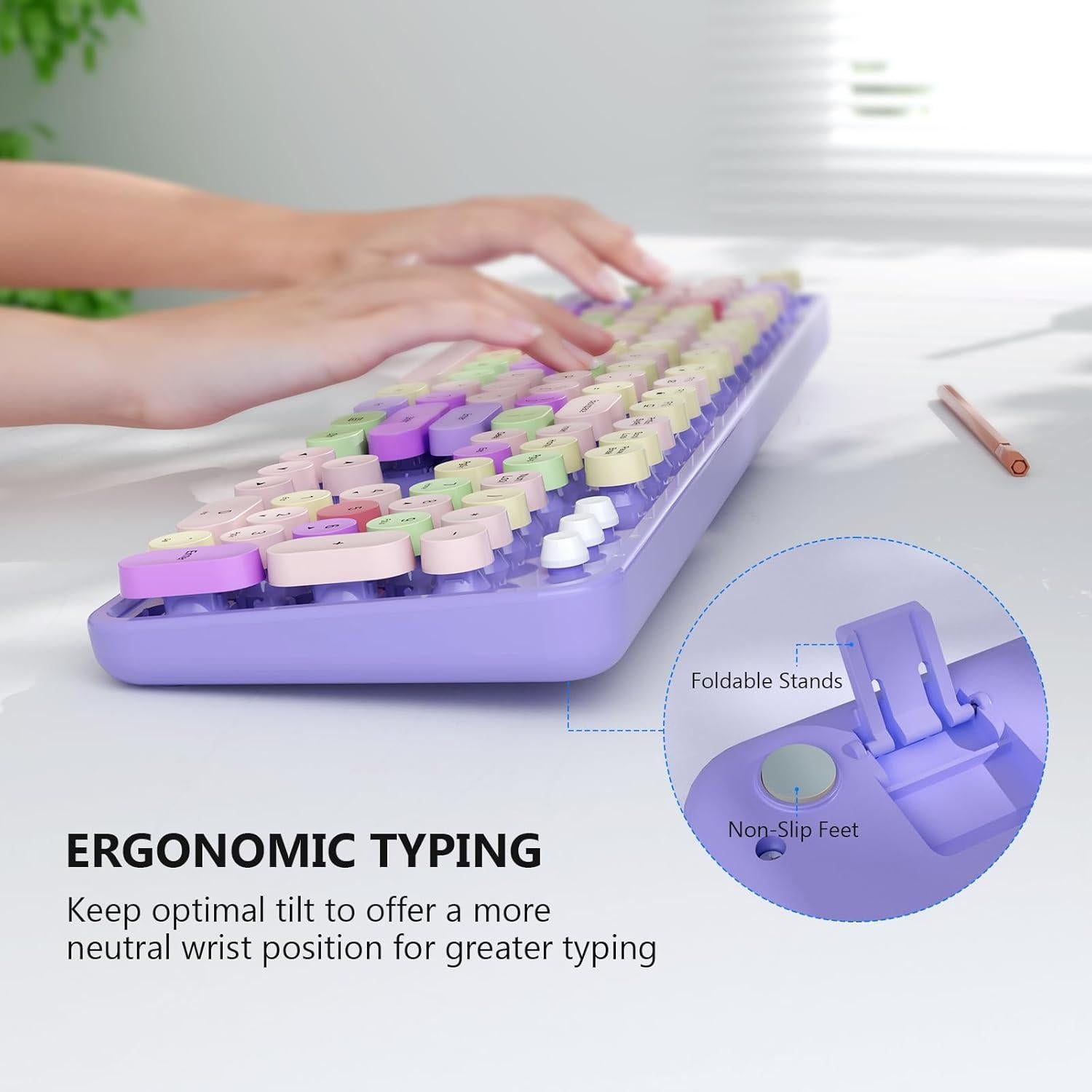 Combo Teclado y Ratón Inalámbrico MOFII Retro Púrpura