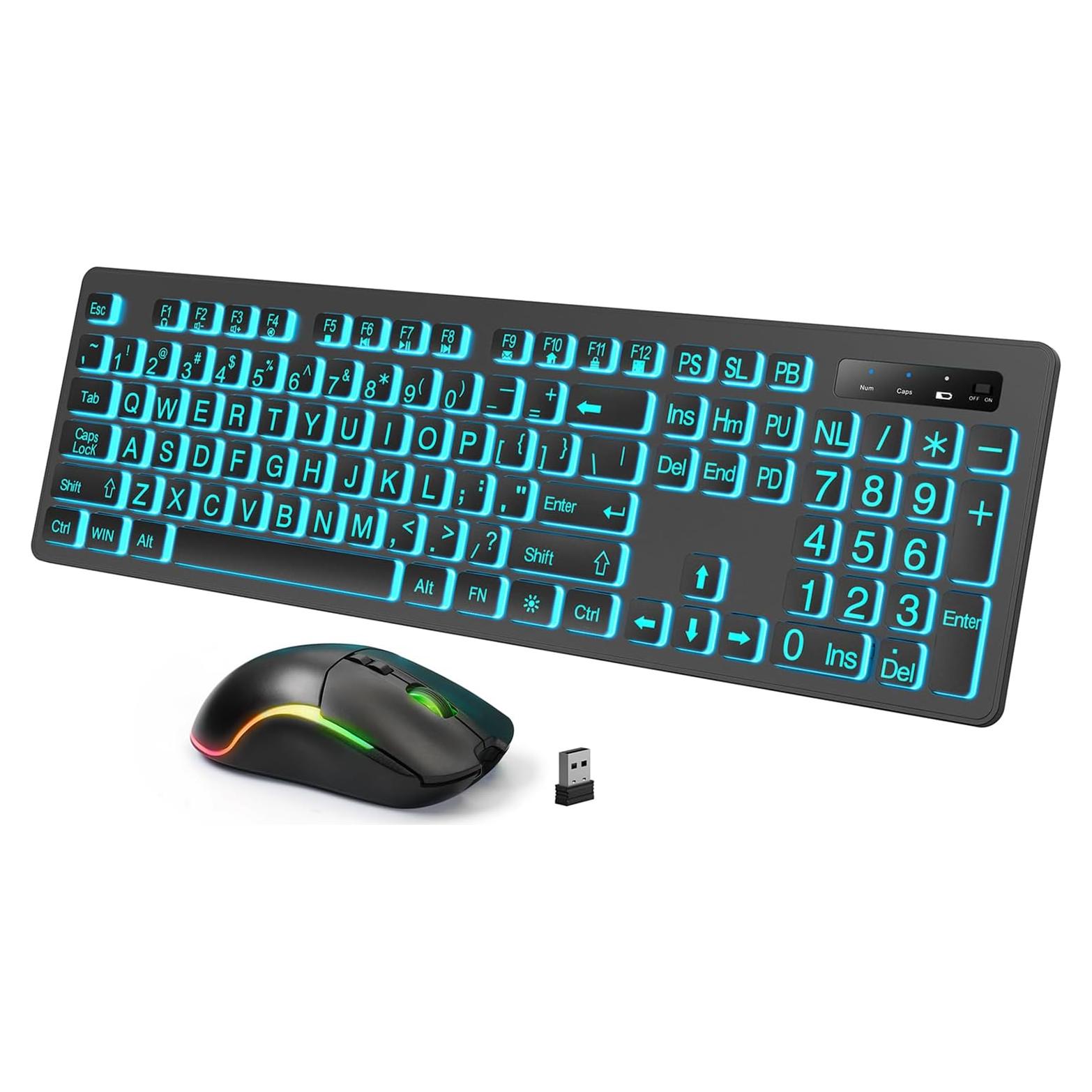 Combo Teclado y Ratón Inalámbrico Luzarriba Retroiluminado