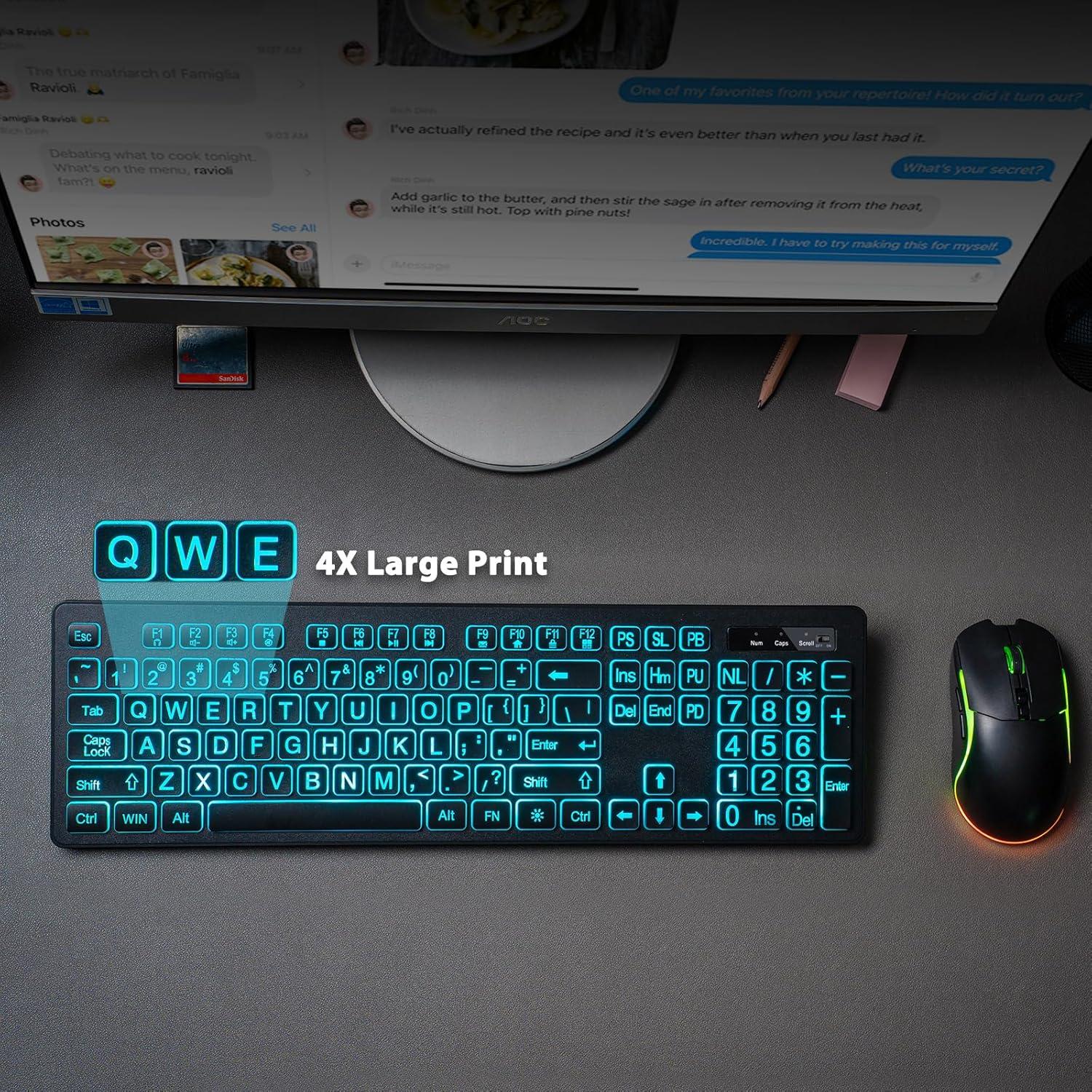 Combo Teclado y Ratón Inalámbrico Luzarriba Retroiluminado