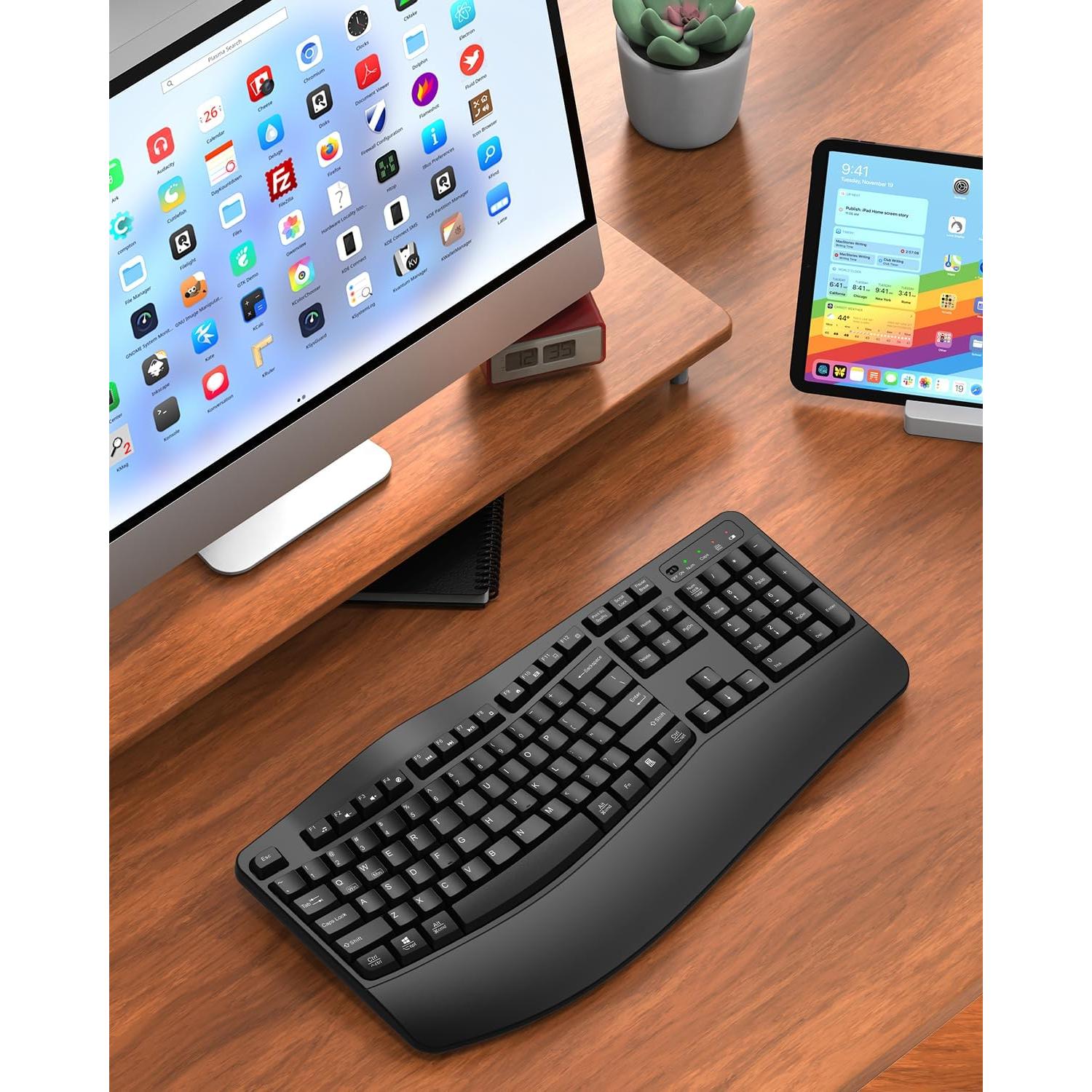 Teclado Inalámbrico Ergonómico QUASIO con Reposamuñecas