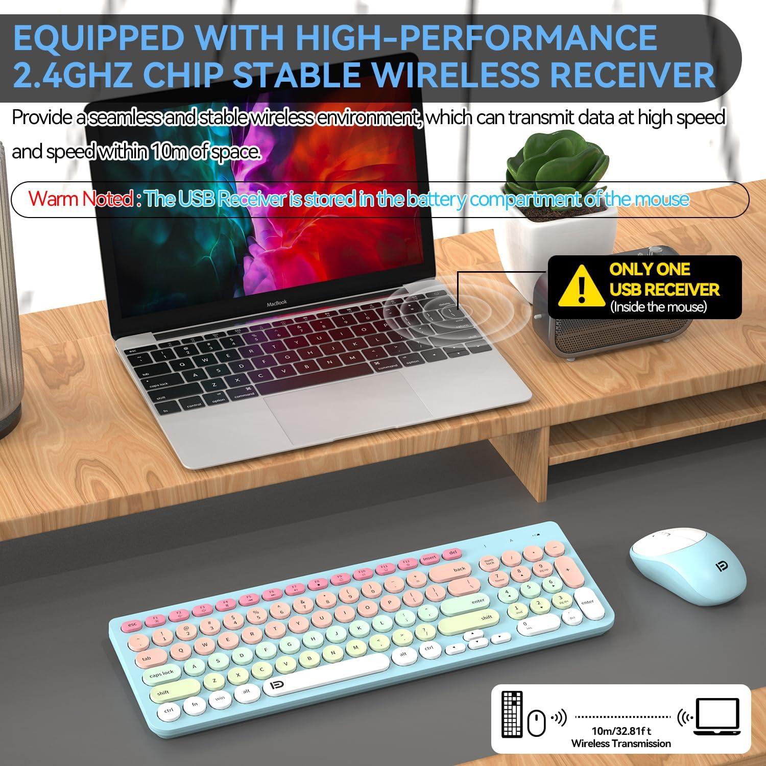 Combo Teclado y Ratón Inalámbrico BAIHUAFRU 96 Teclas Azul