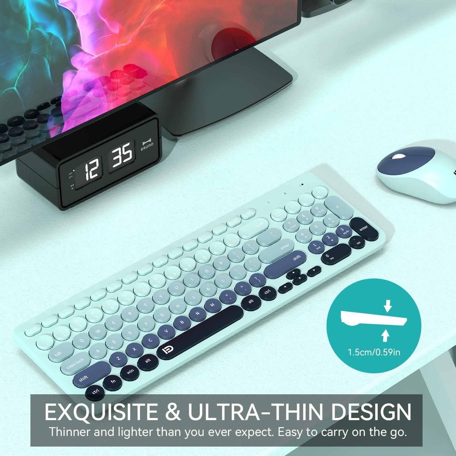 Combo Teclado y Ratón Inalámbrico BAIHUAFRU 96 Teclas Azul