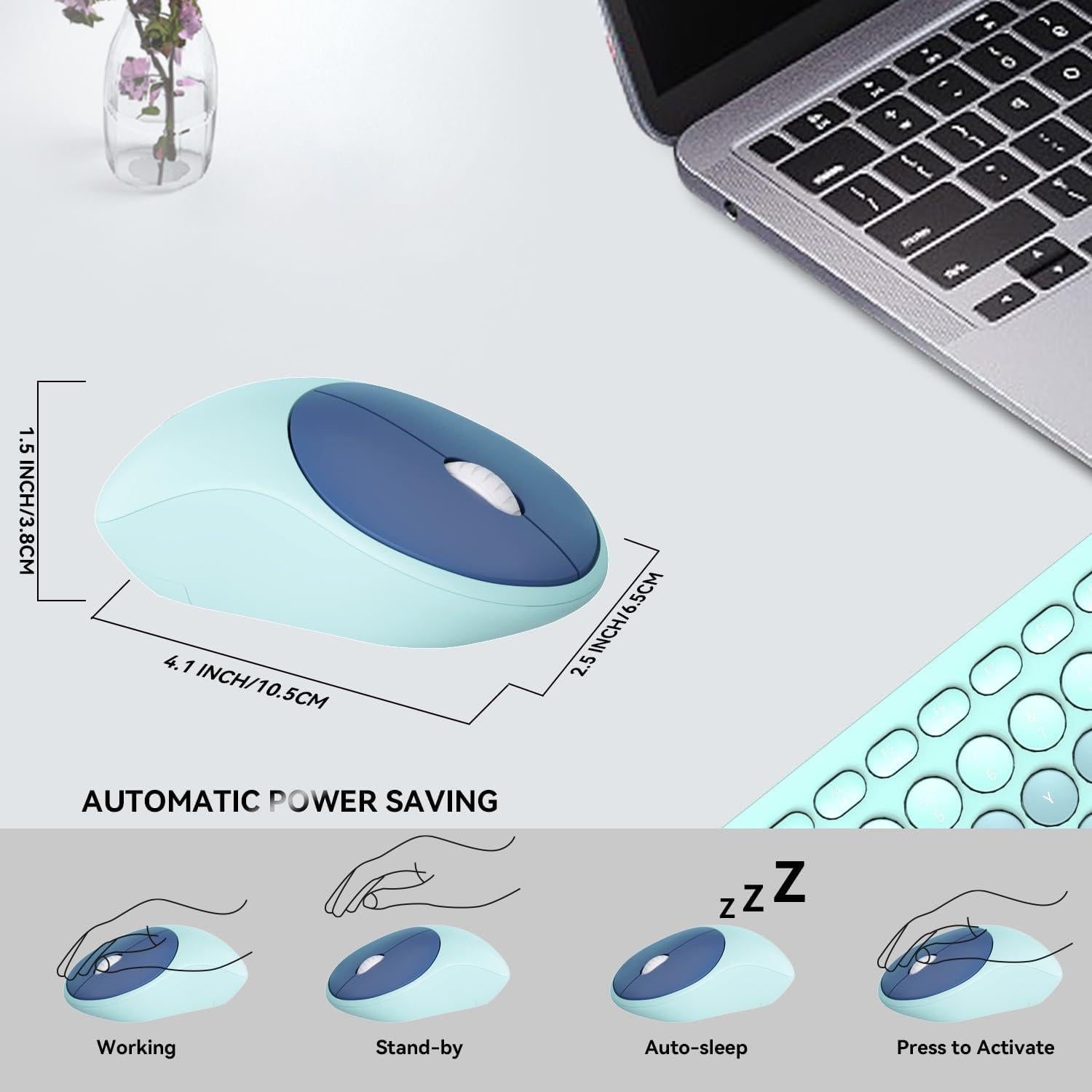 Combo Teclado y Ratón Inalámbrico BAIHUAFRU 96 Teclas Azul