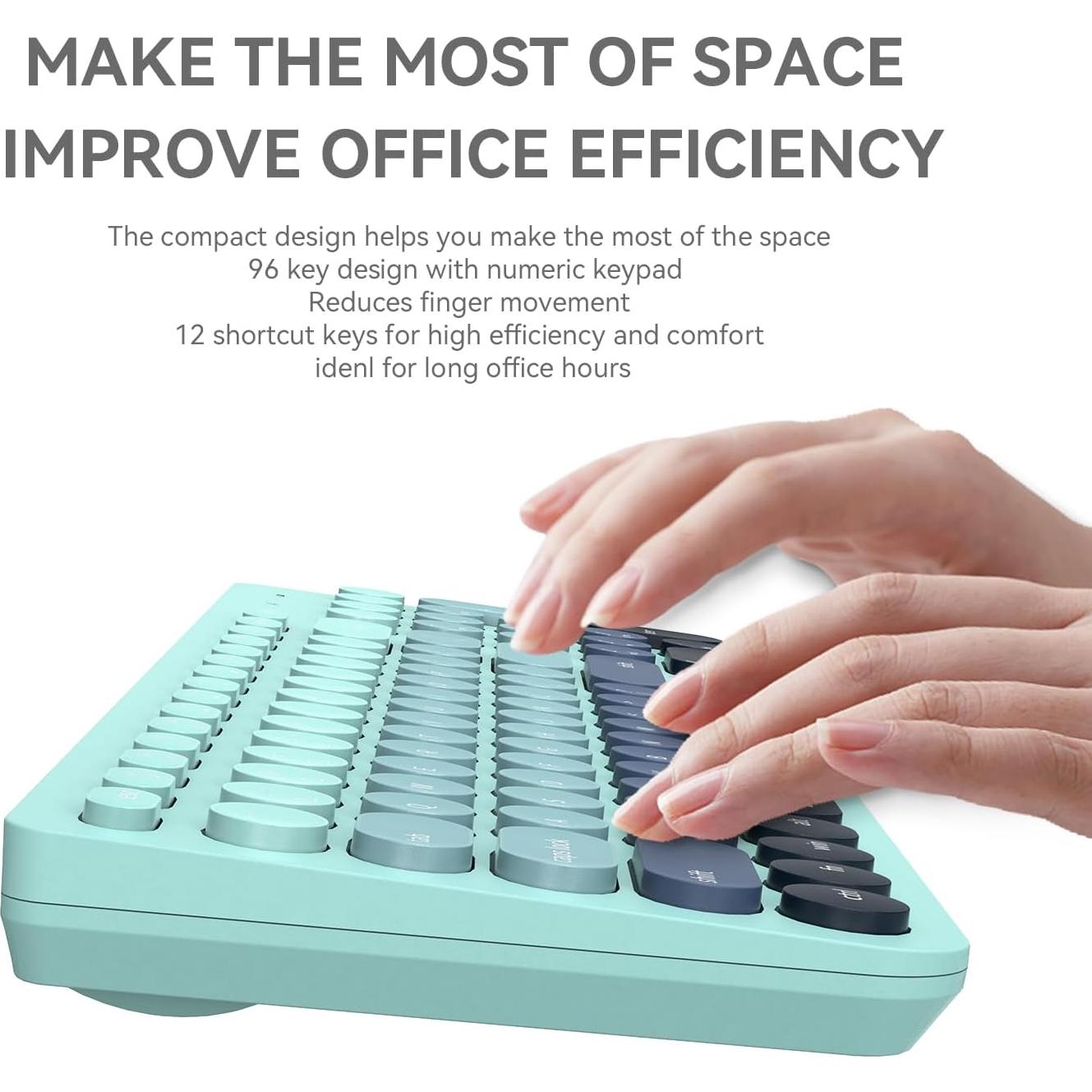 Combo Teclado y Ratón Inalámbrico BAIHUAFRU 96 Teclas Azul