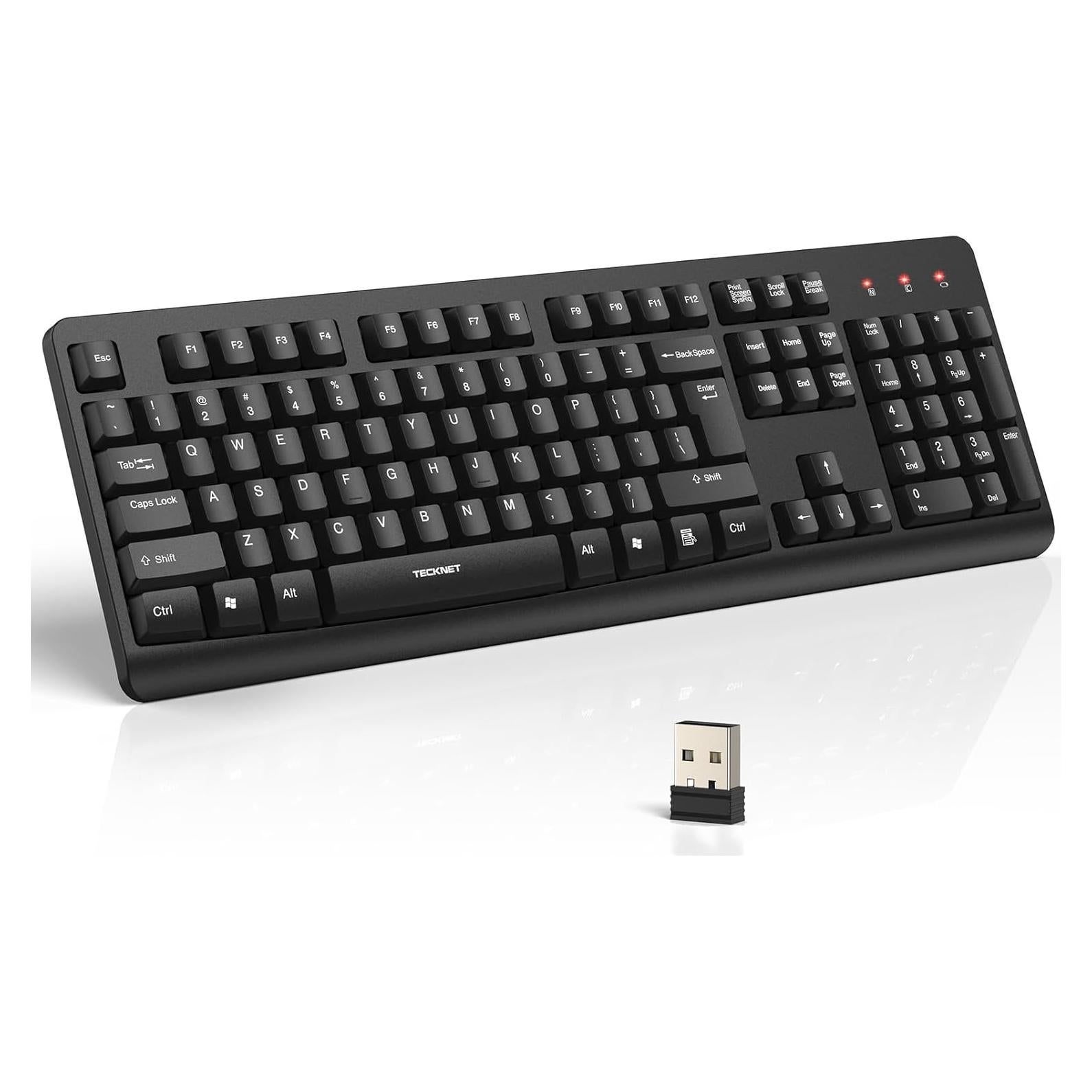 Teclado Inalámbrico TECKNET USB Silencioso Ergonómico Negro