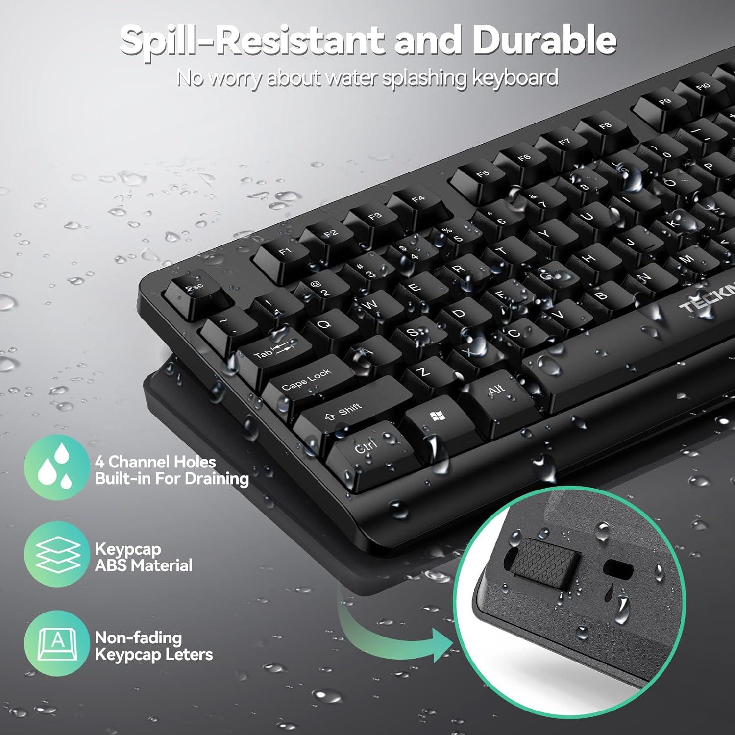 Teclado Inalámbrico TECKNET USB Silencioso Ergonómico Negro