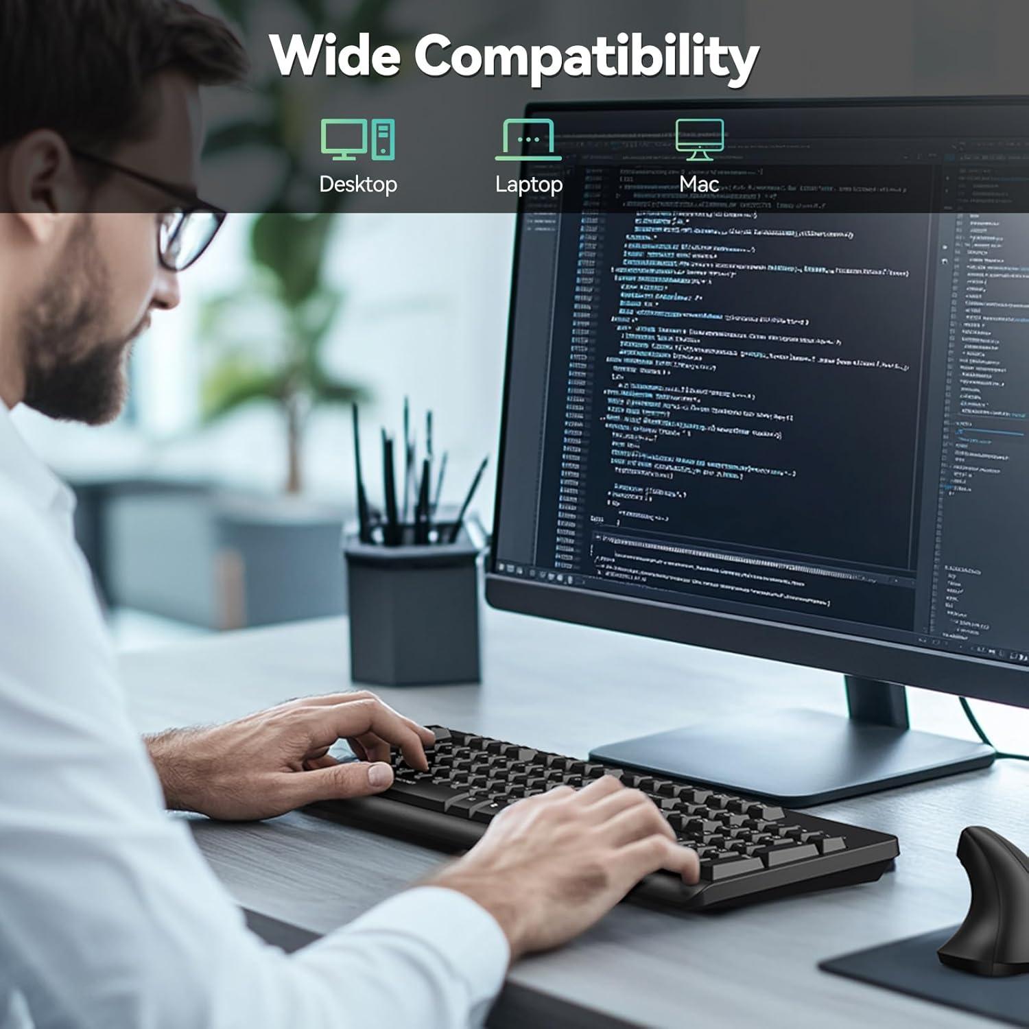 Teclado Inalámbrico TECKNET USB Silencioso Ergonómico Negro
