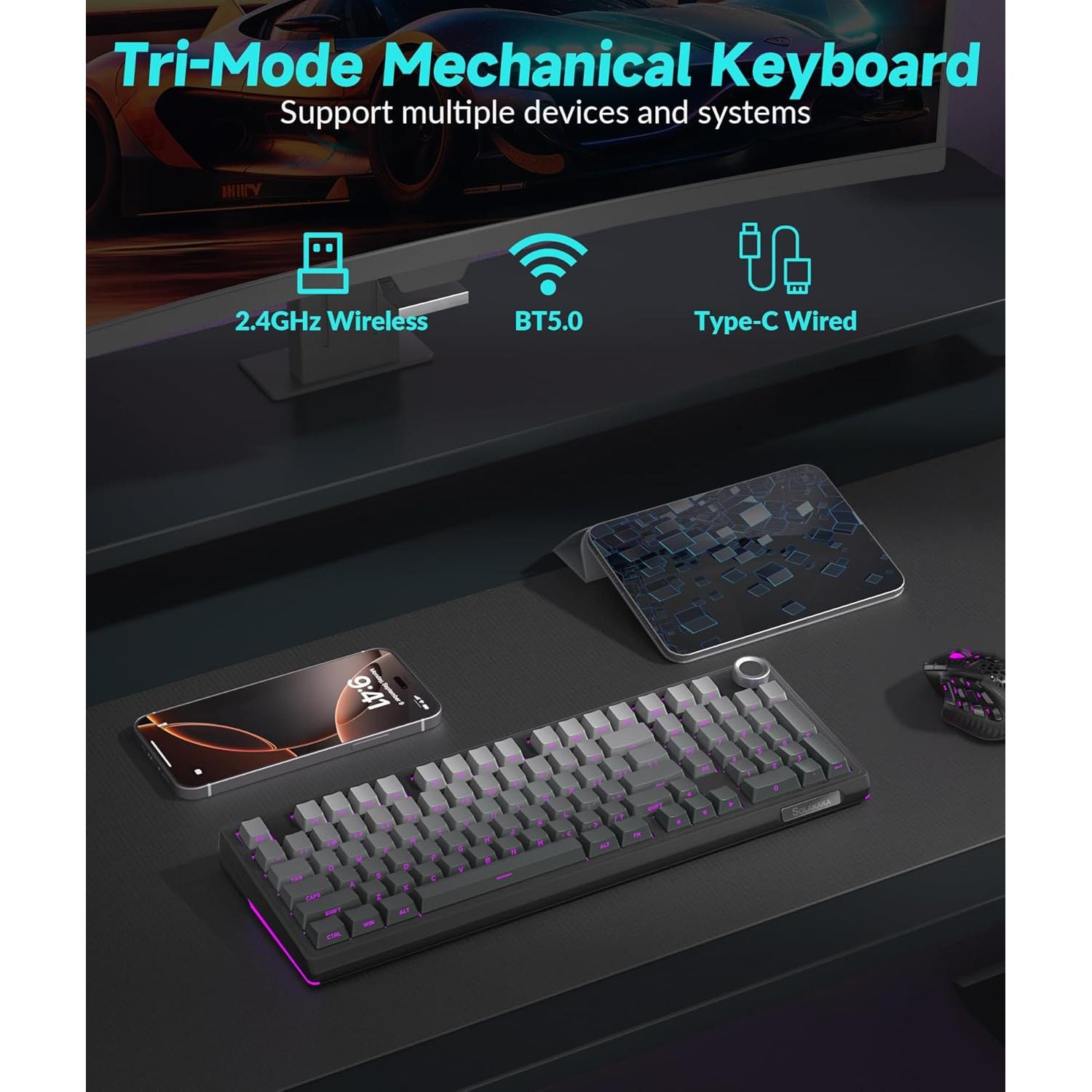 Teclado Mecánico Inalámbrico SOLAKAKA KI99 Pro 96% RGB