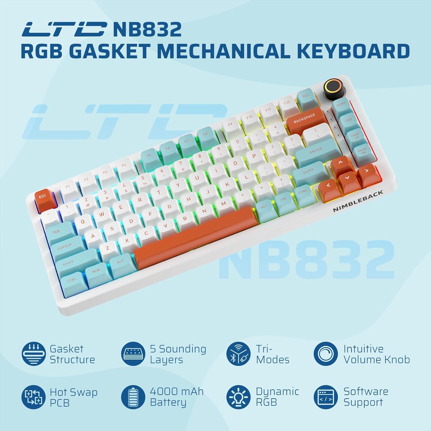 Teclado Mecánico Inalámbrico LTC Nimbleback NB832 75% RGB