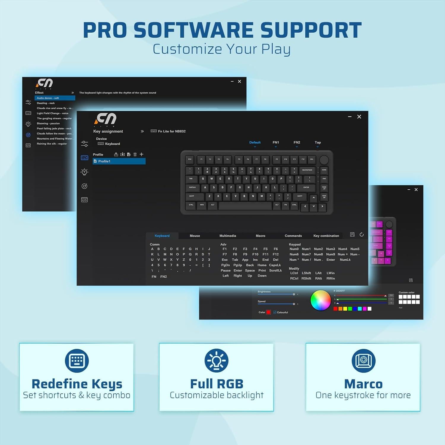 Teclado Mecánico Inalámbrico LTC Nimbleback NB832 75% RGB