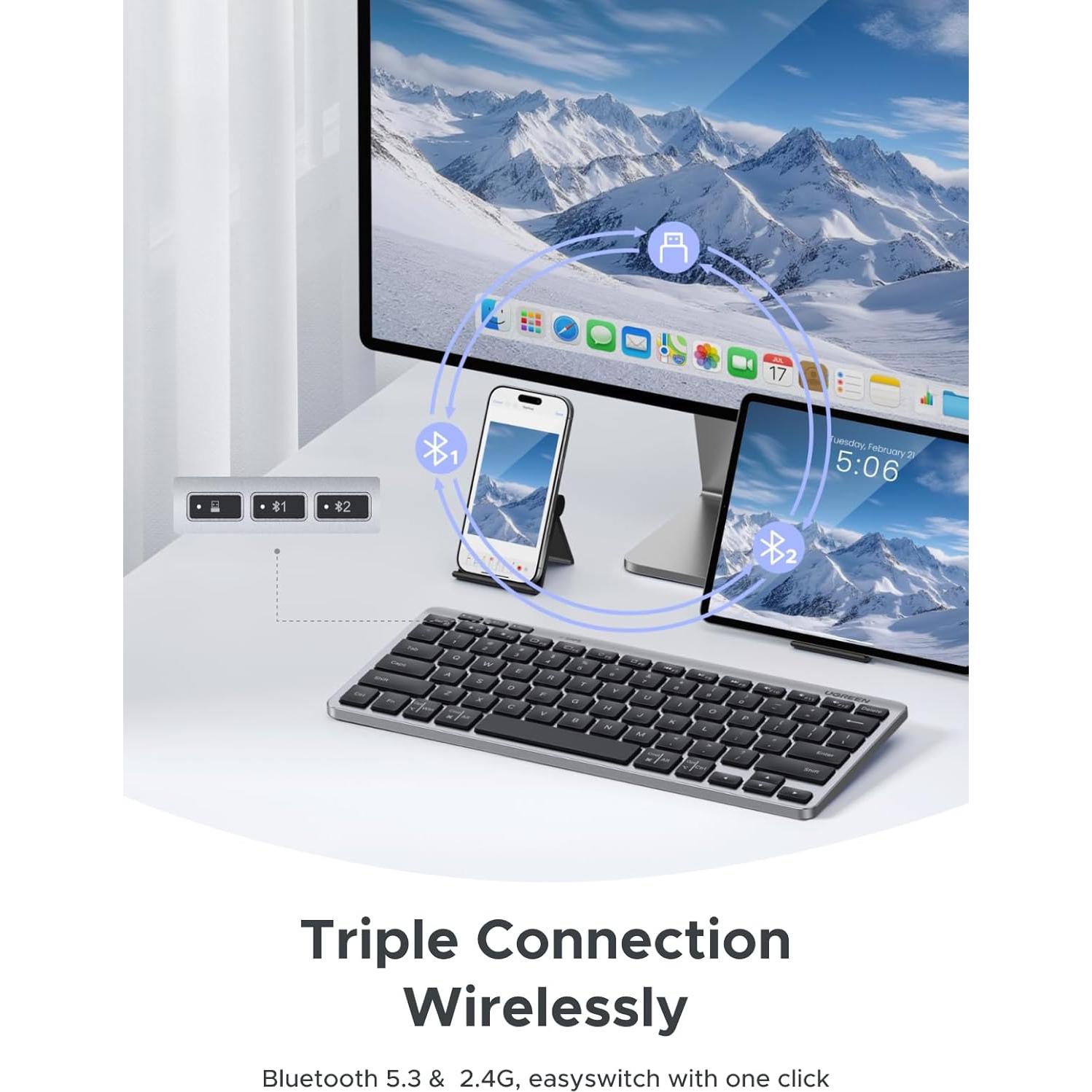 Teclado Inalámbrico Bluetooth UGREEN K551 Silencioso 78 Teclas