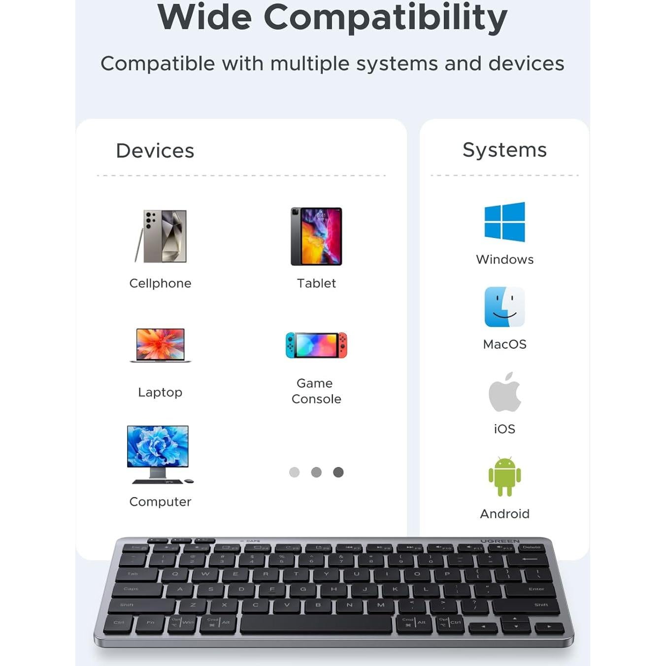 Teclado Inalámbrico Bluetooth UGREEN K551 Silencioso 78 Teclas