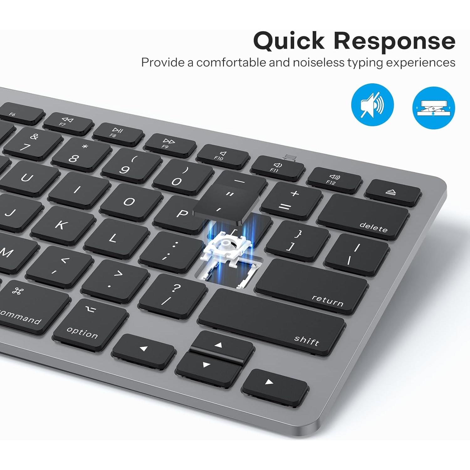 Teclado Bluetooth OMOTON para Mac Ultra Delgado Negro Gris