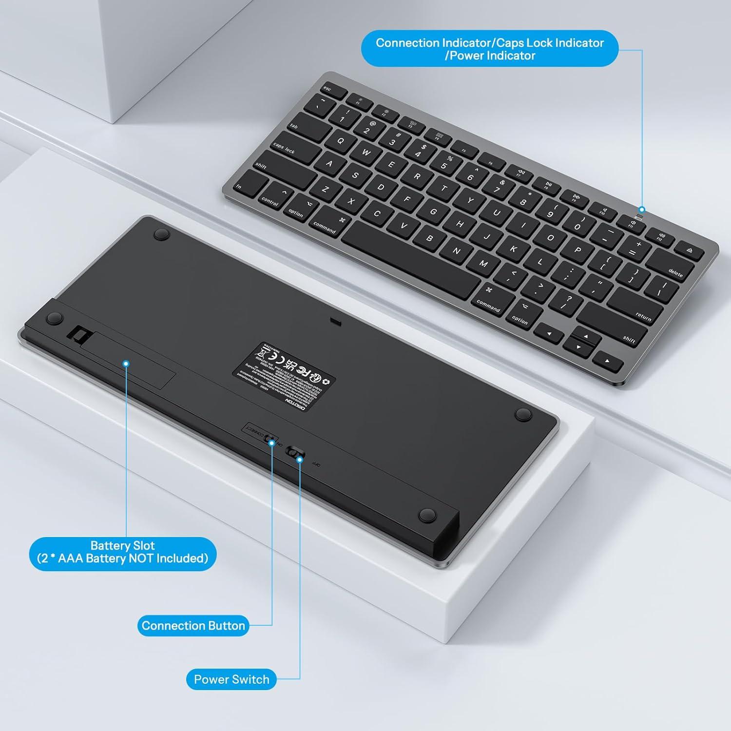 Teclado Bluetooth OMOTON para Mac Ultra Delgado Negro Gris