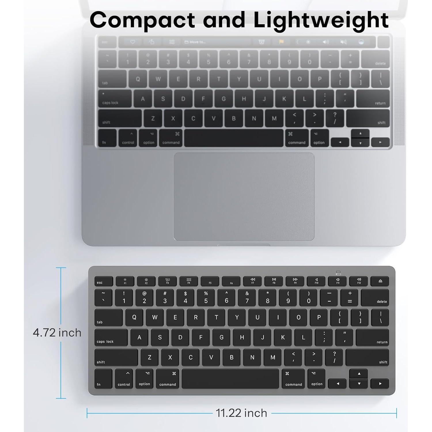 Teclado Bluetooth OMOTON para Mac Ultra Delgado Negro Gris