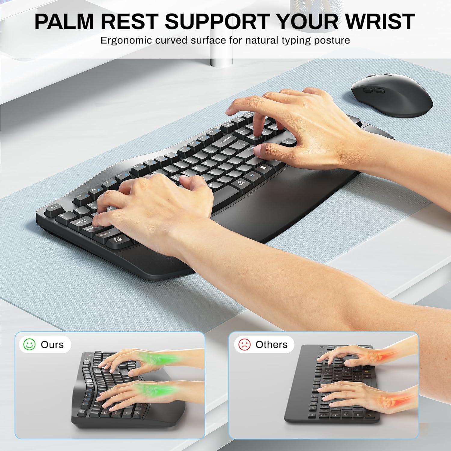 Combo Teclado y Ratón Inalámbrico RECCAZR Ergonómico 2.4G