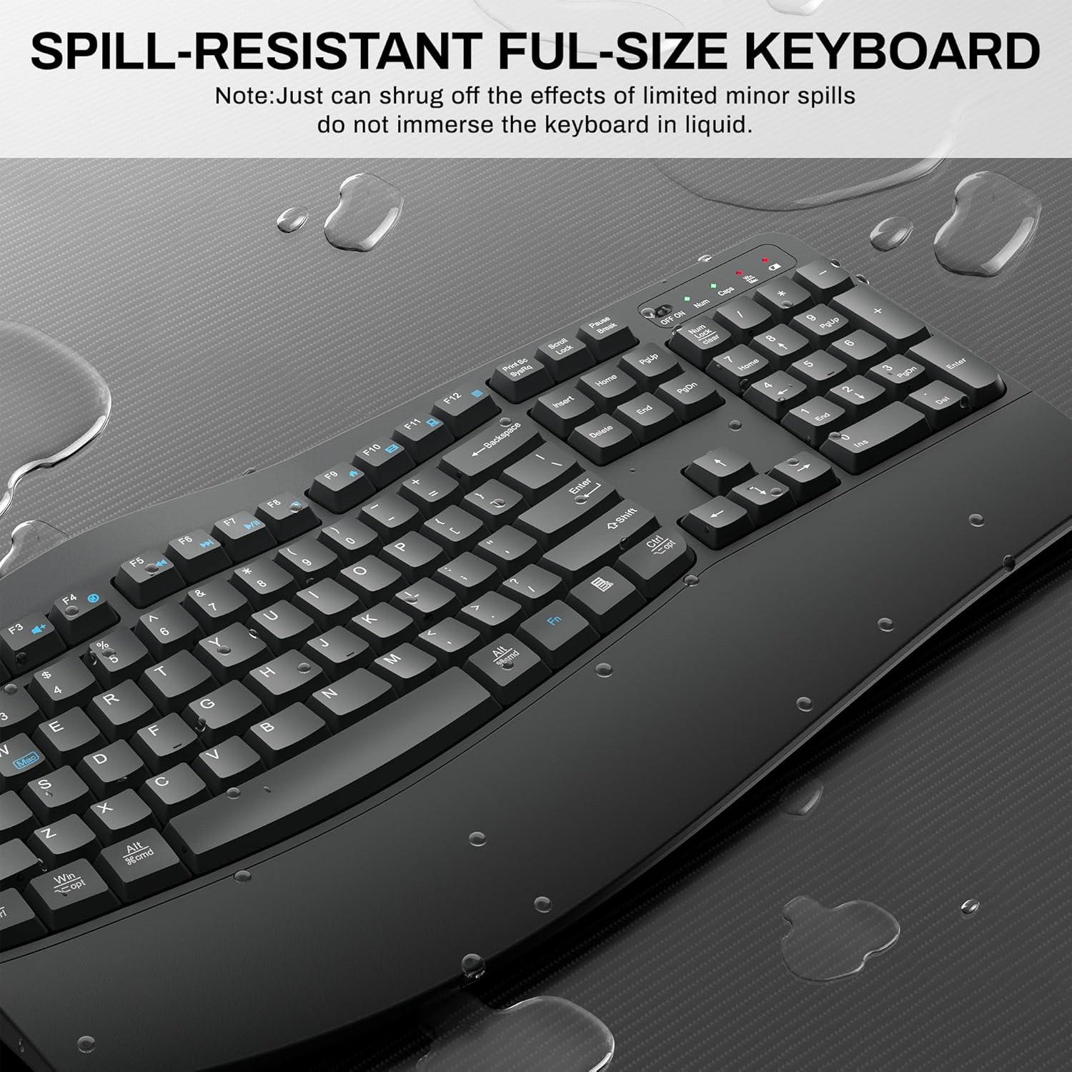 Combo Teclado y Ratón Inalámbrico RECCAZR Ergonómico 2.4G