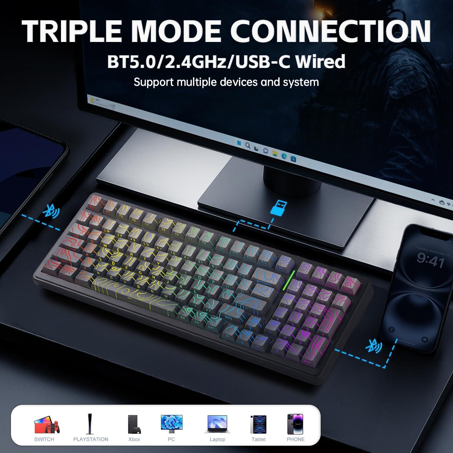 Teclado Mecánico Inalámbrico AULA F99 RGB 99 Teclas