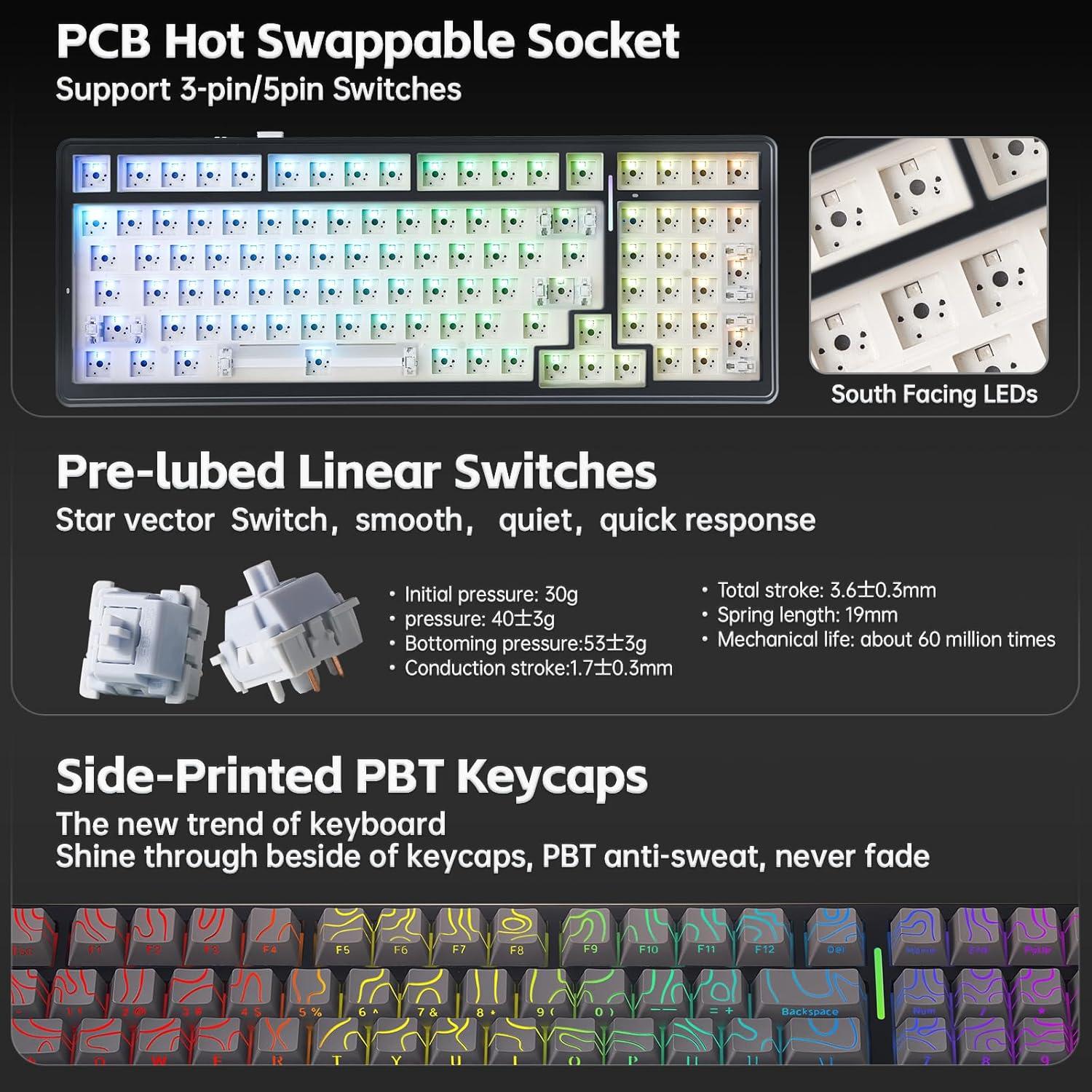 Teclado Mecánico Inalámbrico AULA F99 RGB 99 Teclas