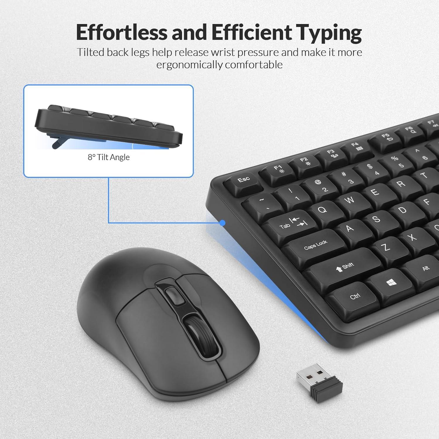 Combo Teclado y Ratón Inalámbricos Rii RK209 Ergonómico Silencioso