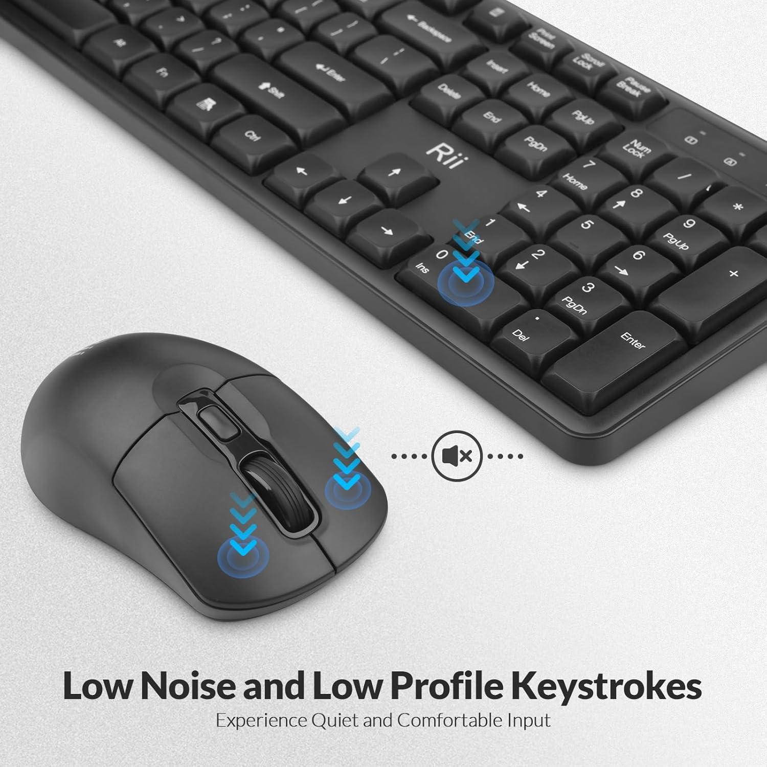 Combo Teclado y Ratón Inalámbricos Rii RK209 Ergonómico Silencioso