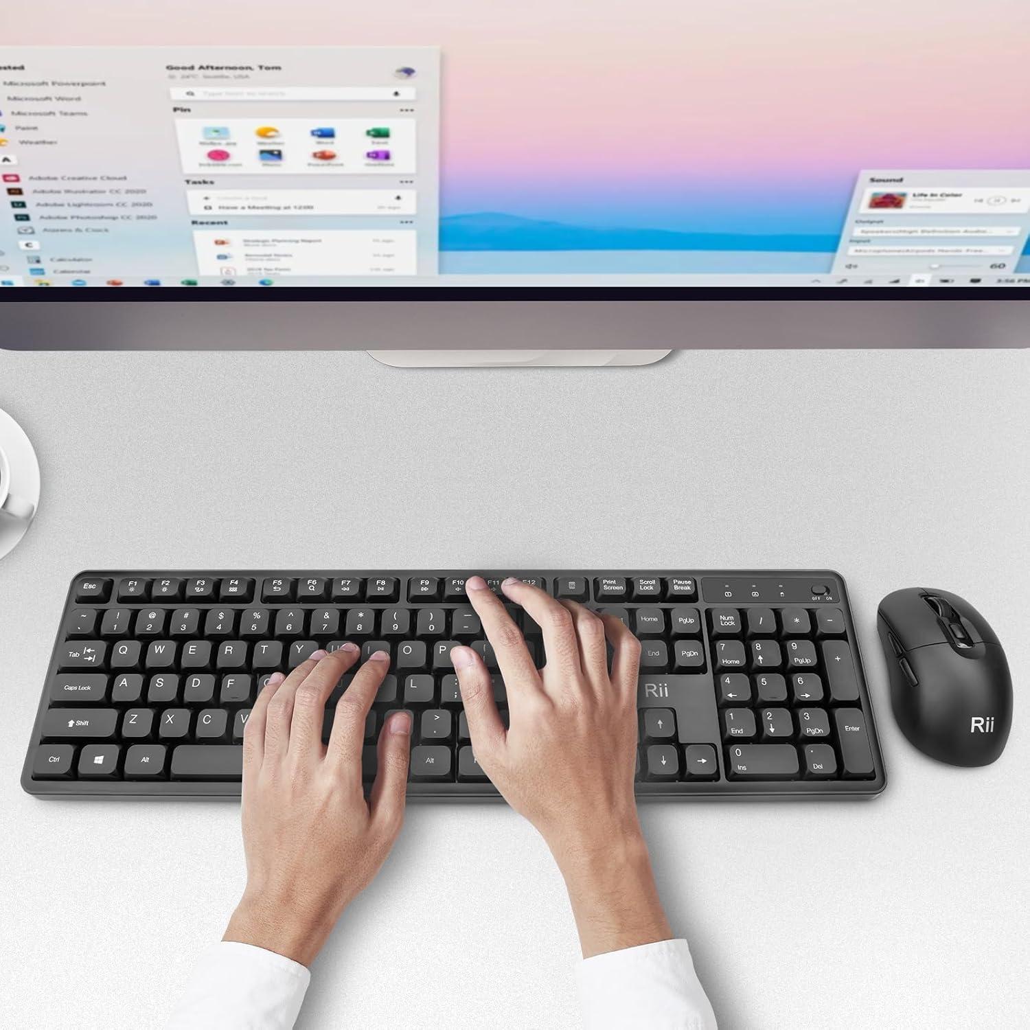 Combo Teclado y Ratón Inalámbricos Rii RK209 Ergonómico Silencioso