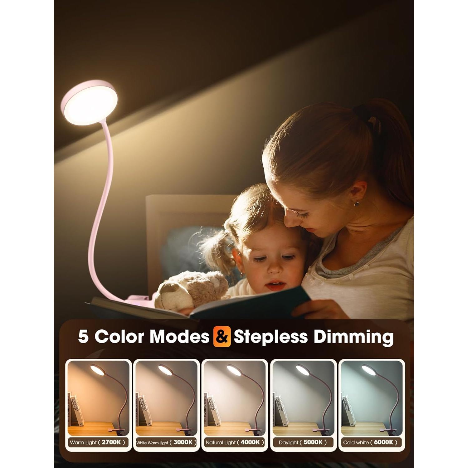 Lámpara de Escritorio Clip LiFMIRA 8W LED Rosa 5 Colores