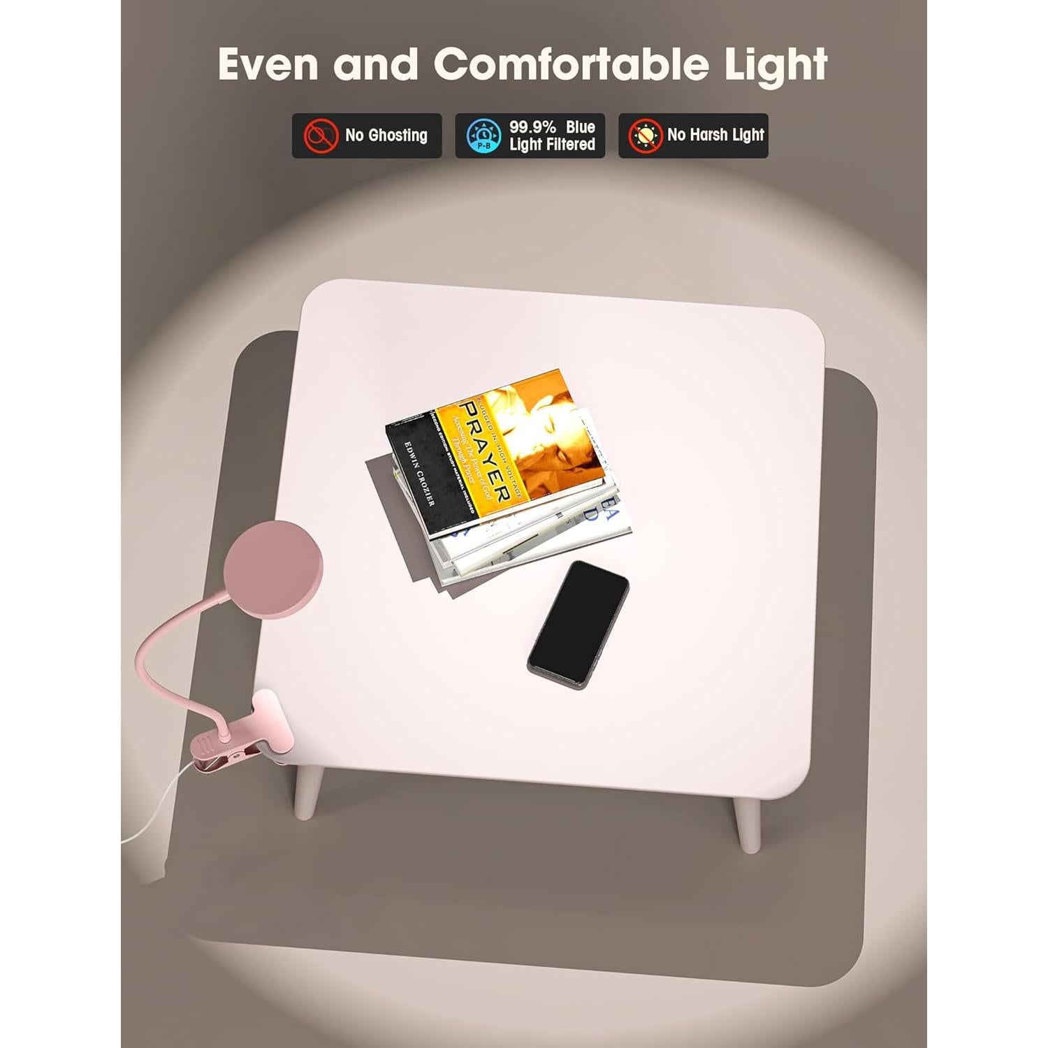 Lámpara de Escritorio Clip LiFMIRA 8W LED Rosa 5 Colores