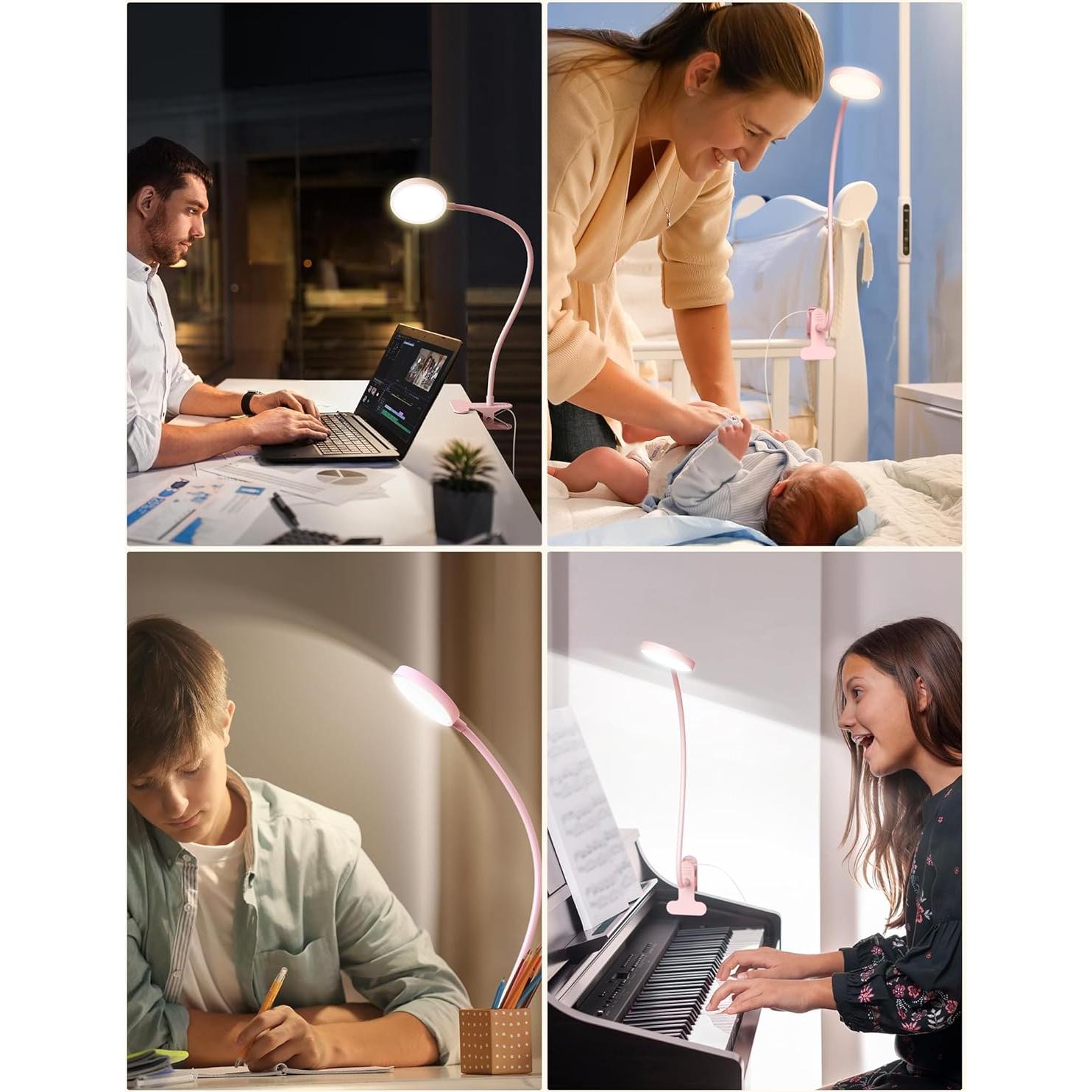 Lámpara de Escritorio Clip LiFMIRA 8W LED Rosa 5 Colores