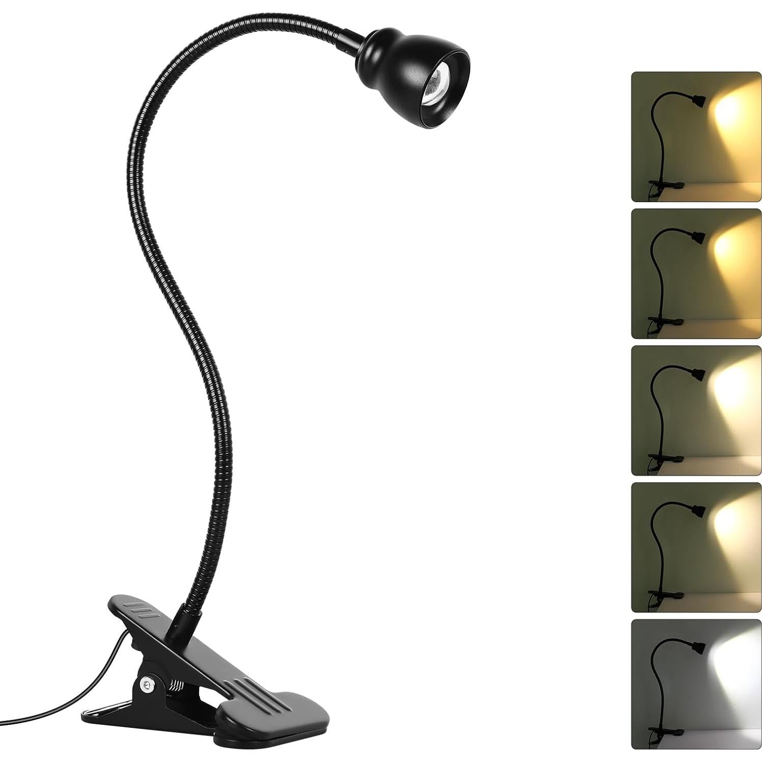 Luz de lectura LED Qeeltek con clip y 3 modos de color