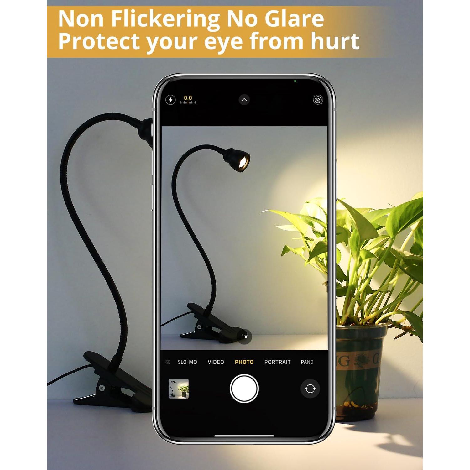 Luz de lectura LED Qeeltek con clip y 3 modos de color