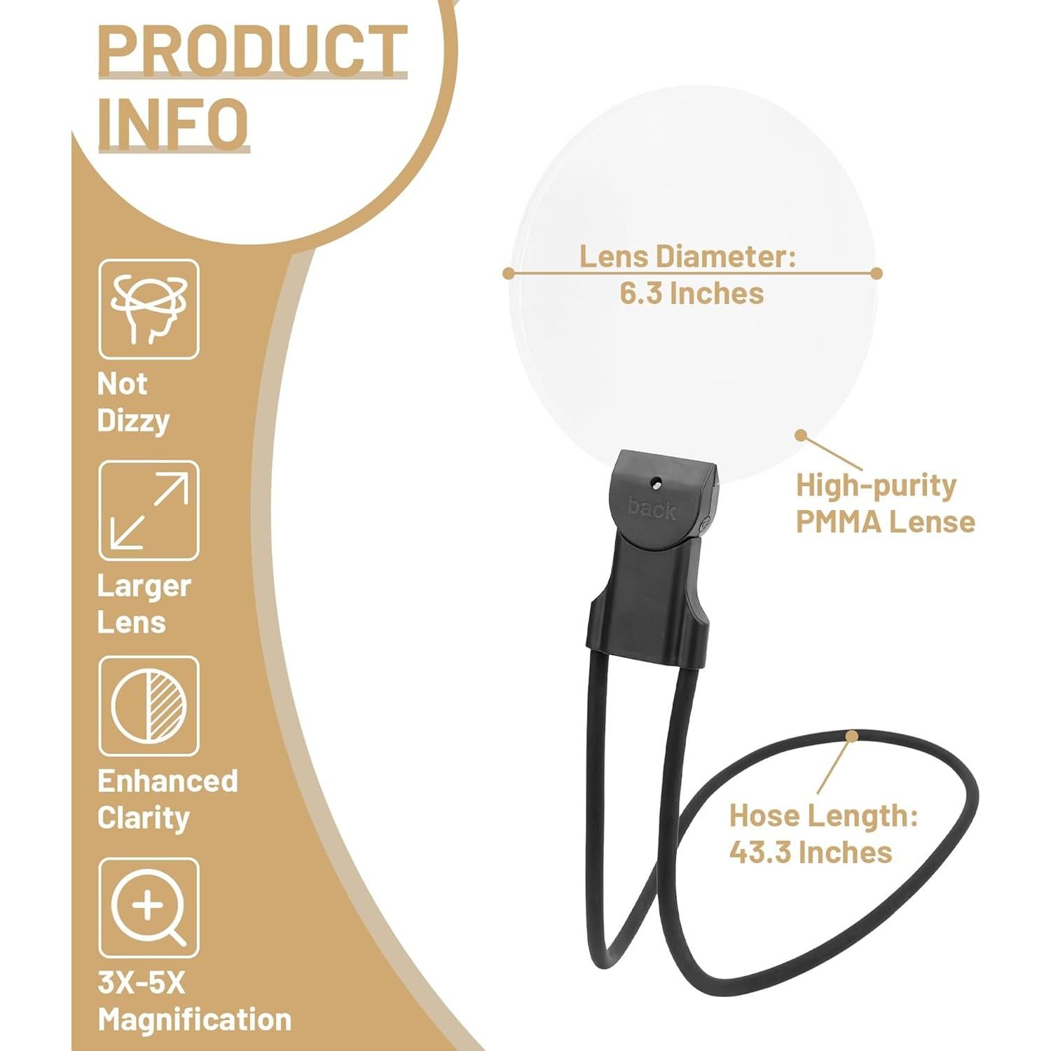 Lupa de Mano con Luz USEAMIE 5X y Lente de 16cm