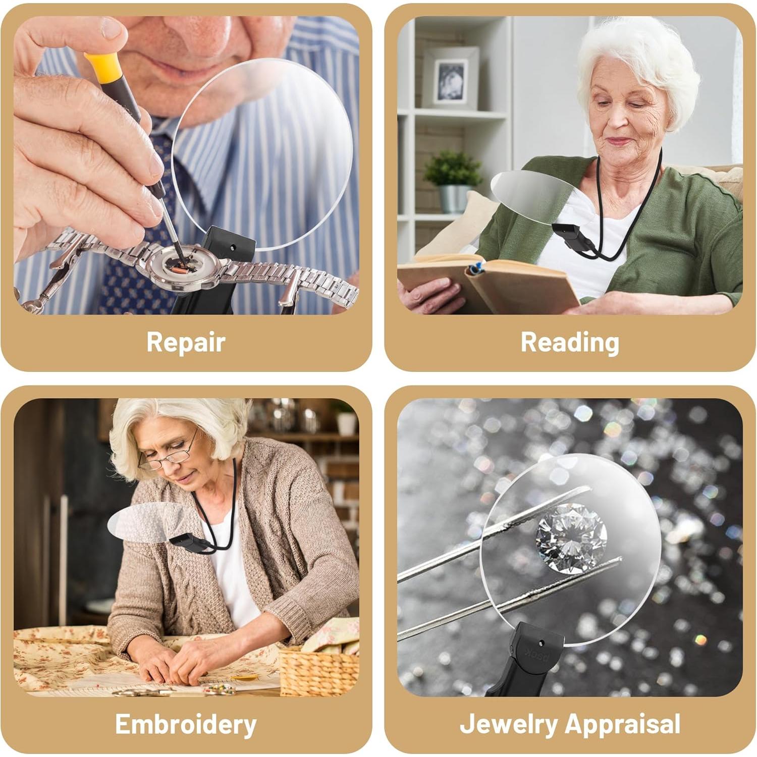 Lupa de Mano con Luz USEAMIE 5X y Lente de 16cm