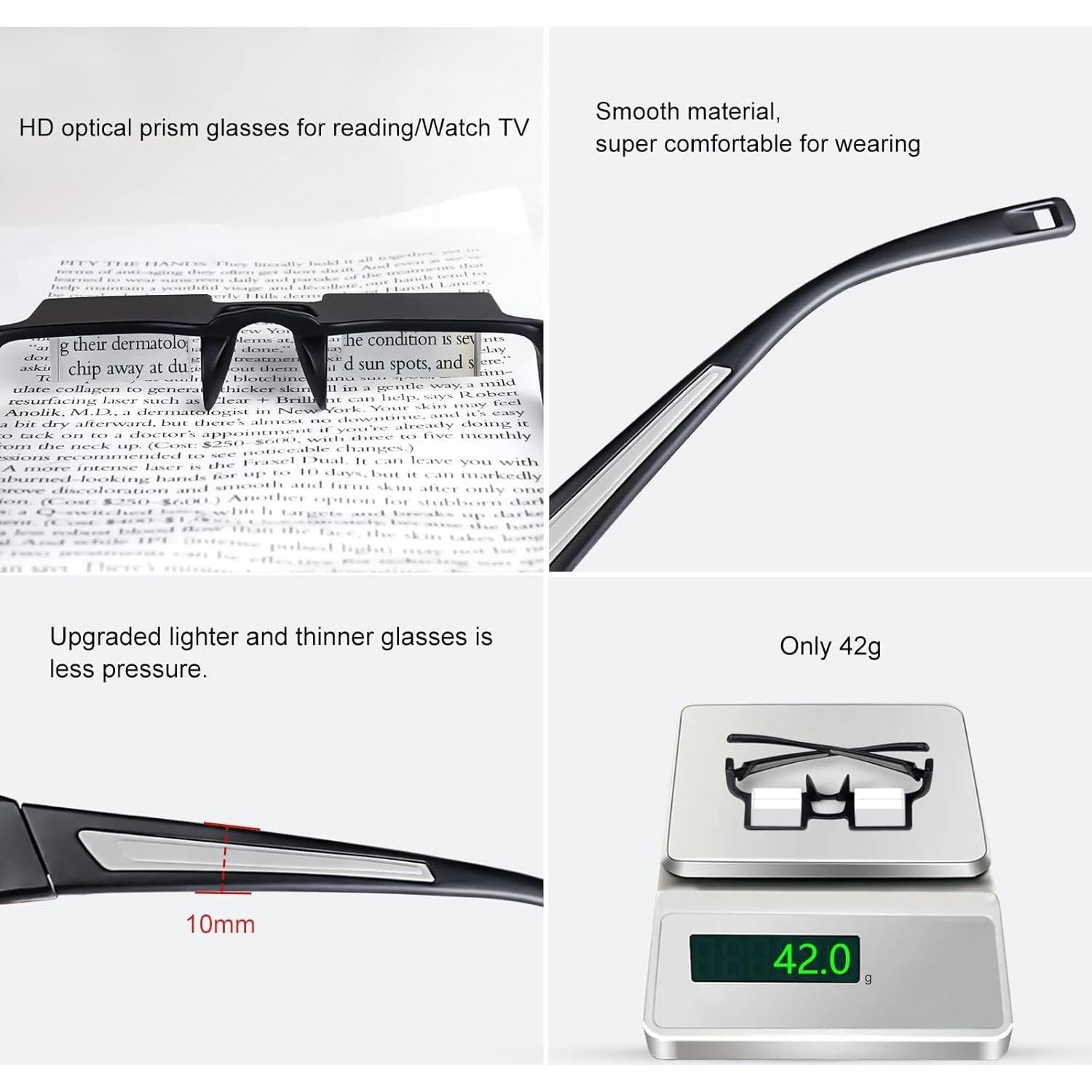 Gafas de Lectura Horizontales OKCSC Ligeras HD 90° para Acostarse