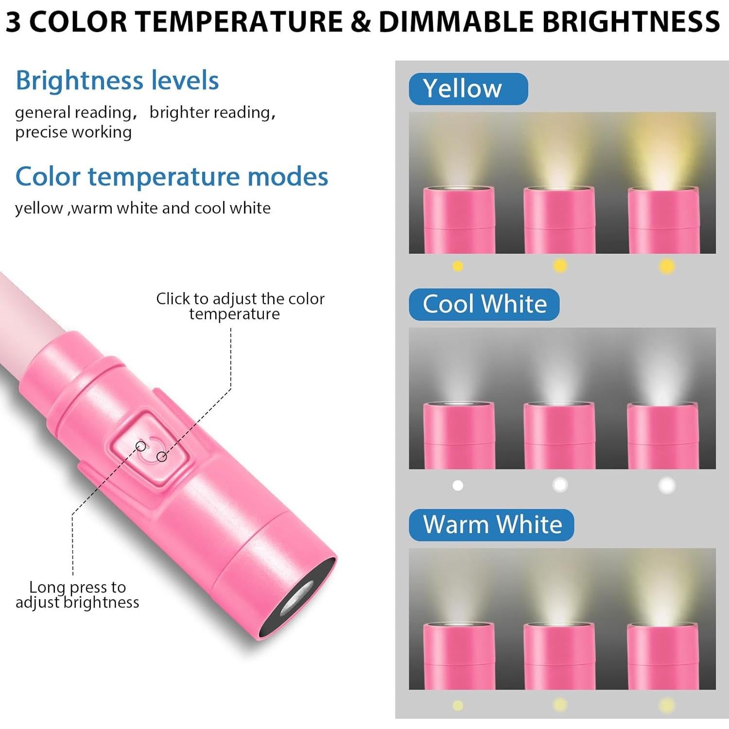 Luz de Lectura de Cuello LUZJET Recargable LED 3 Colores